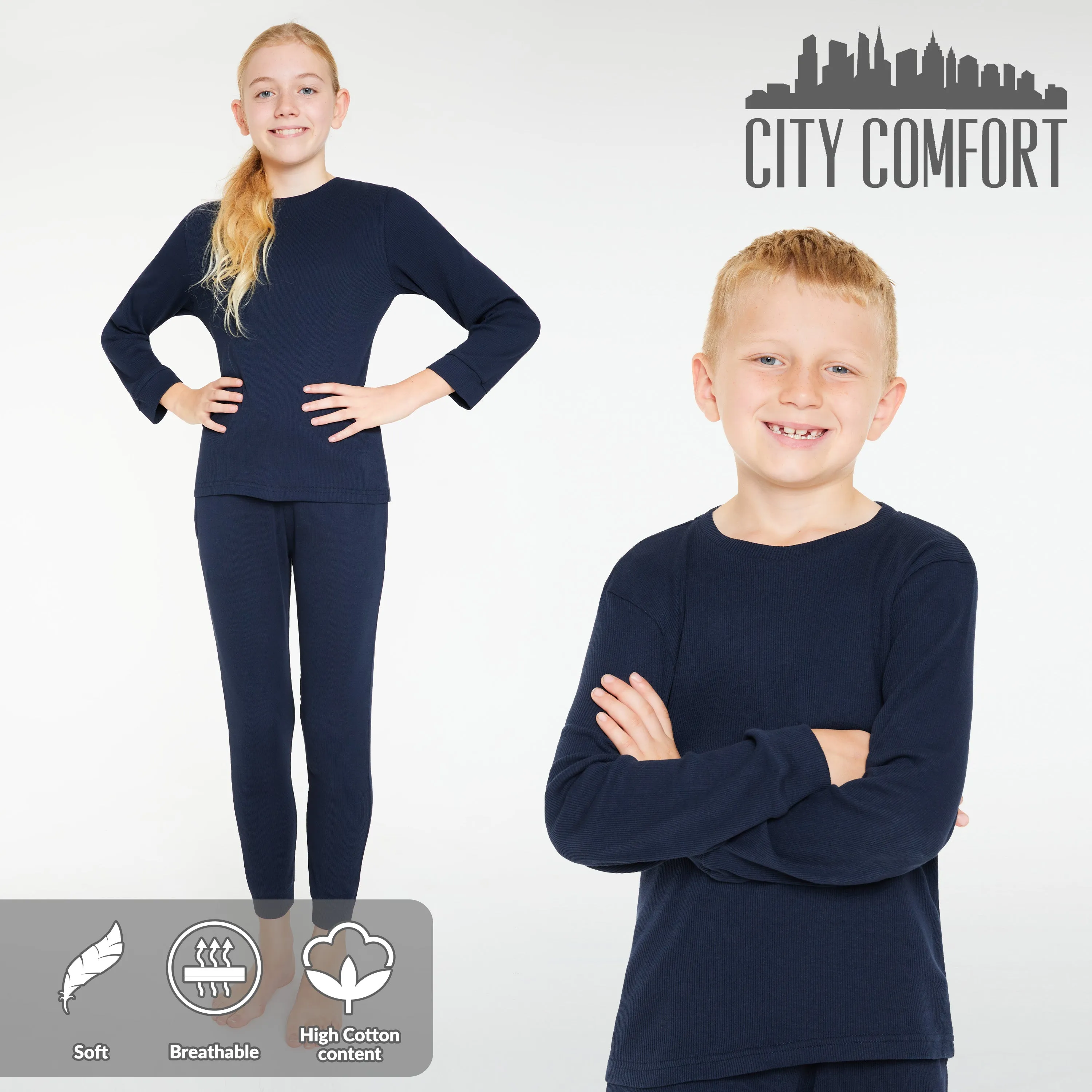 CityComfort Ribbed Pyjamas for Kids - Matching PJs for Family