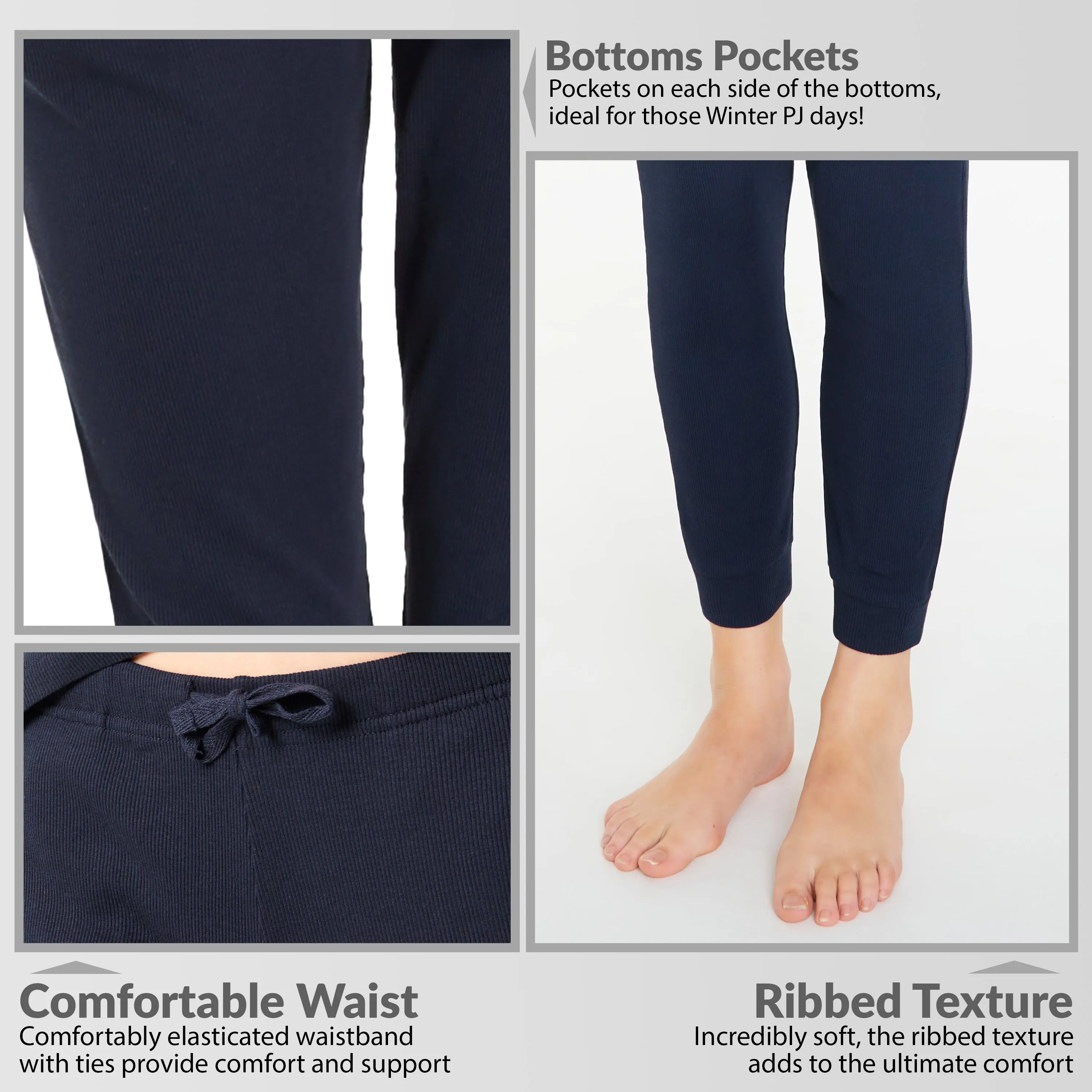 CityComfort Ribbed Pyjamas for Kids - Matching PJs for Family