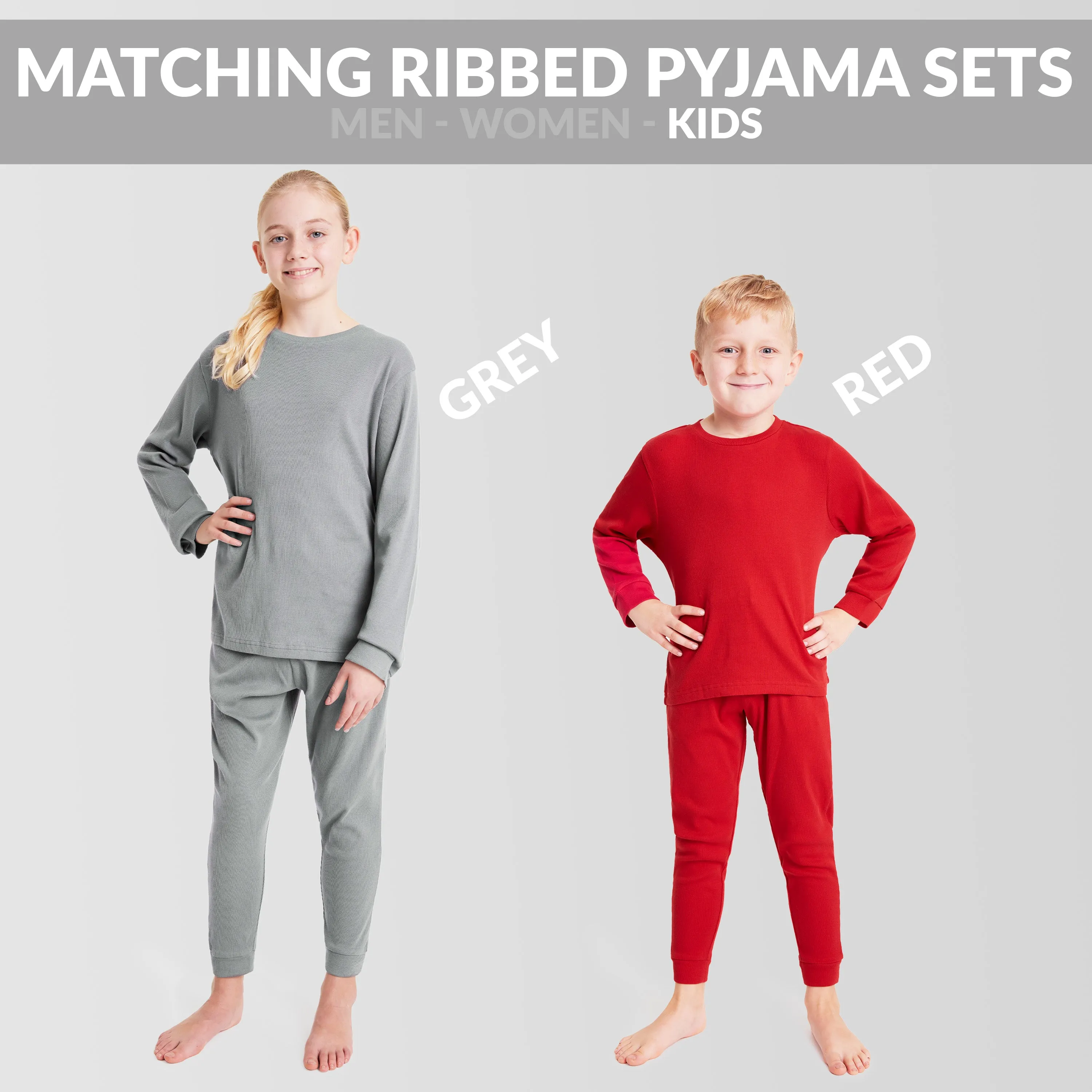 CityComfort Ribbed Pyjamas for Kids - Matching PJs for Family