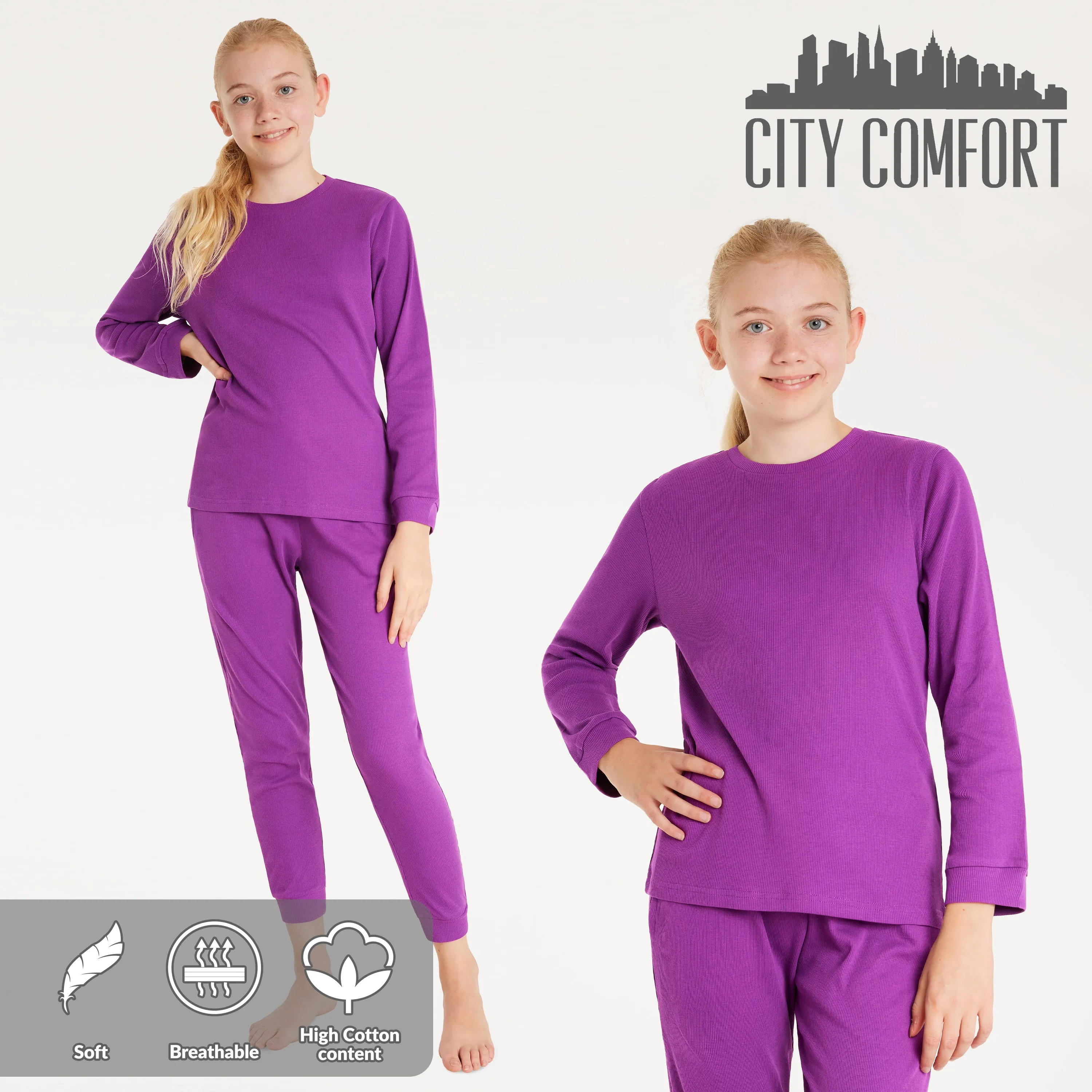 CityComfort Ribbed Pyjamas for Kids - Matching PJs for Family
