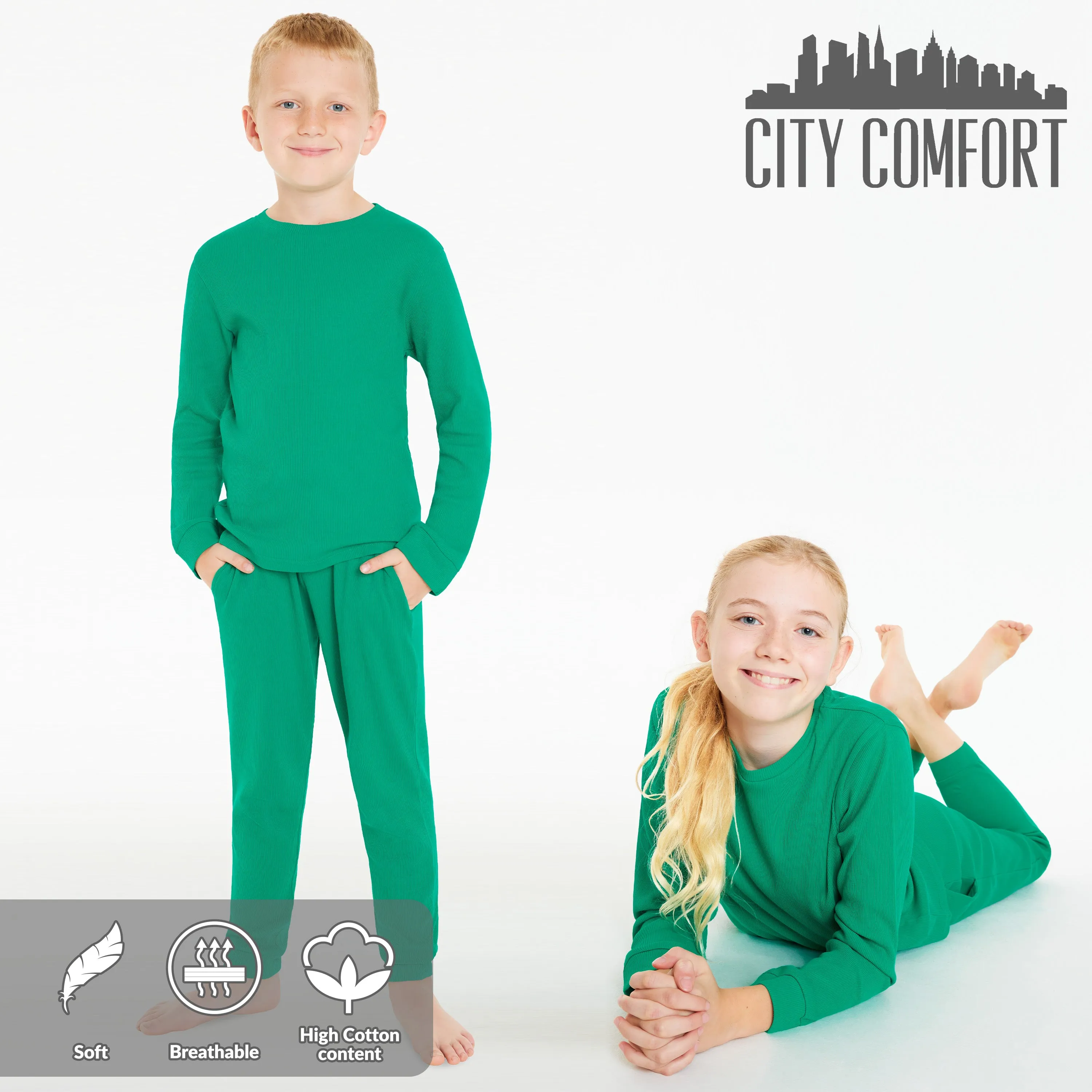 CityComfort Ribbed Pyjamas for Kids - Matching PJs for Family