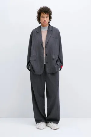 Classic Striped Blazer Grey
