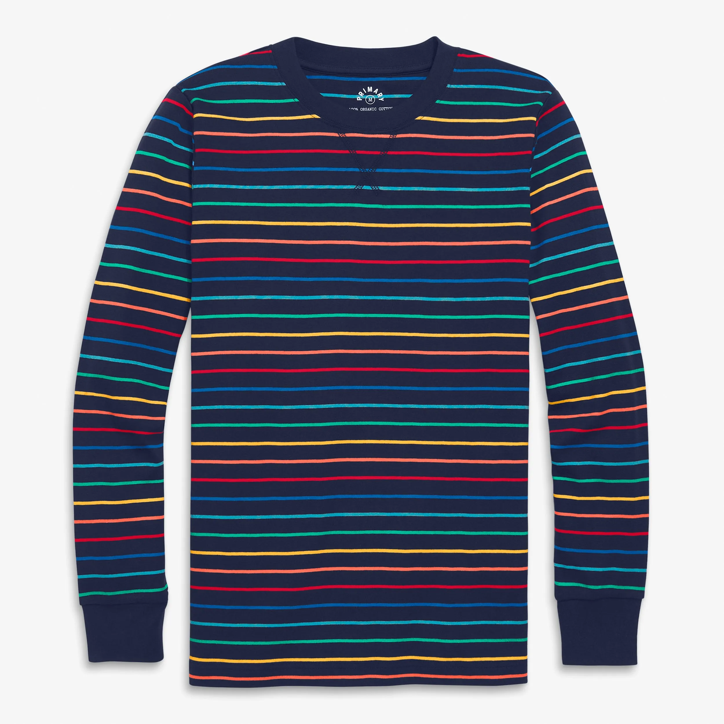 Clearance grown-ups organic pj top in festive rainbow stripe  (unisex fit)
