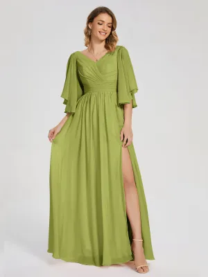 Clover Bridesmaid Dress Giselle Pretty Corset Back Chiffon Bridesmaid Dresses