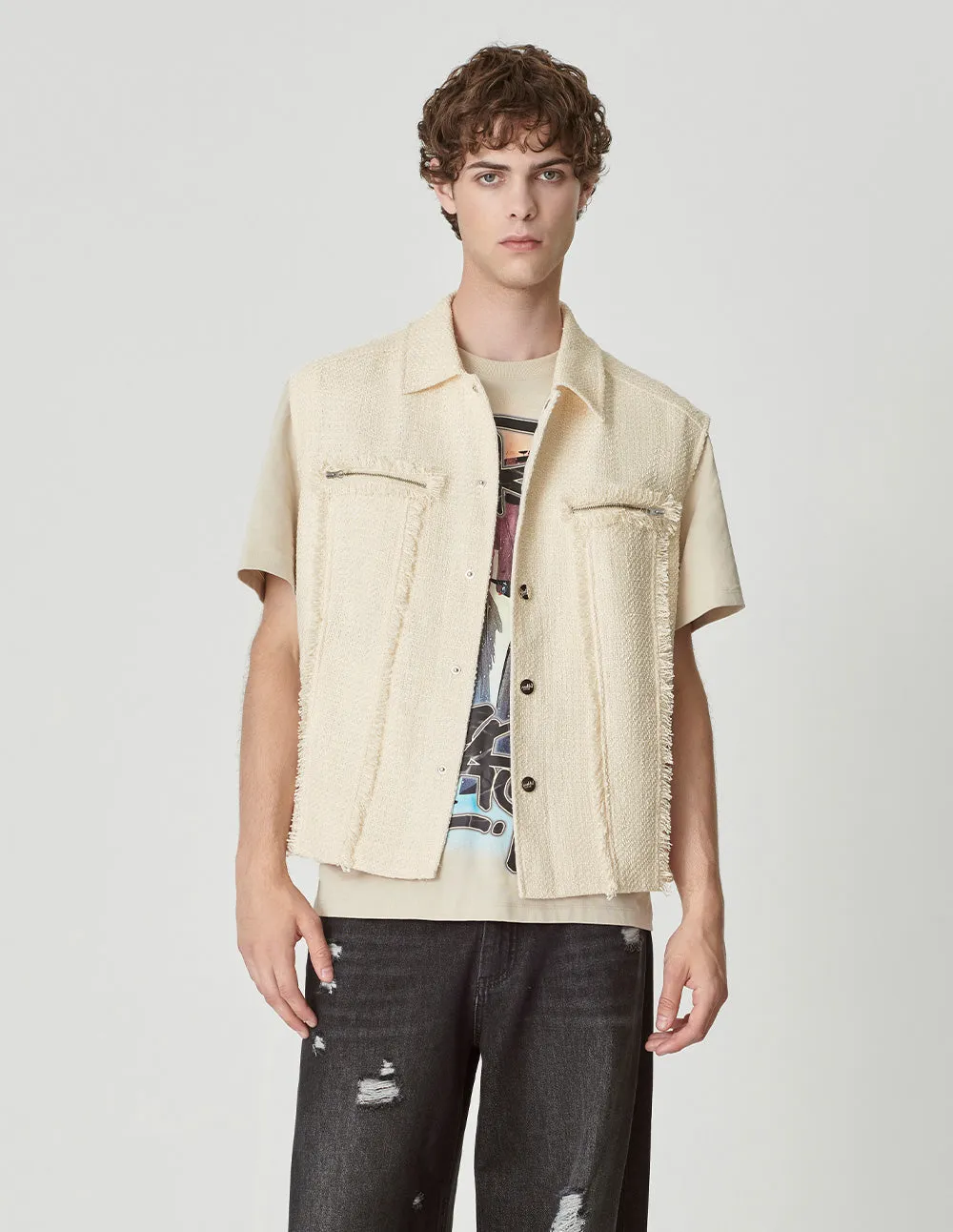 Couple Style Tweed Loose Vest