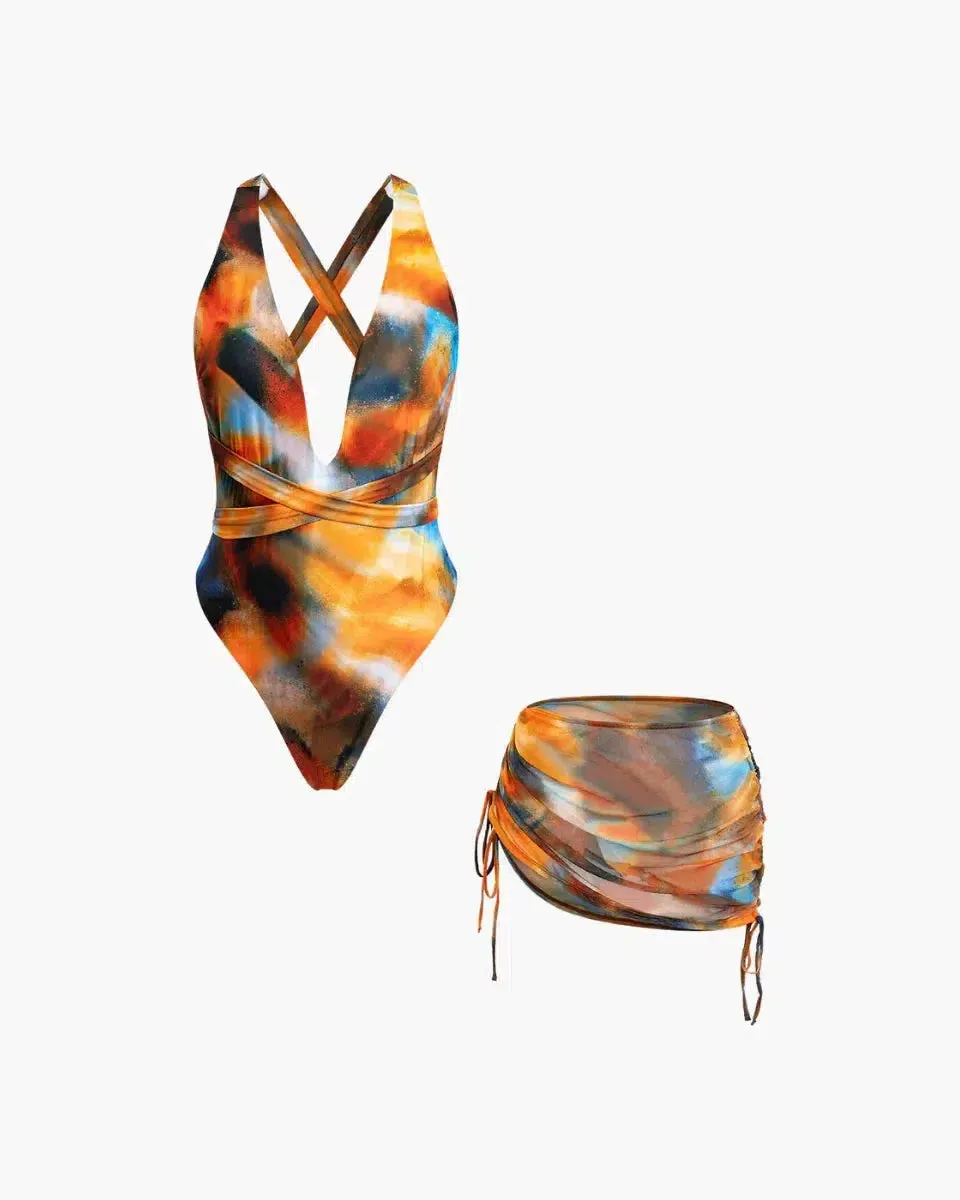Cymira – Sleek fit – Cross-back swimsuit set