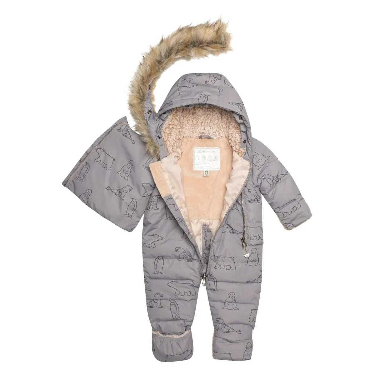 Deux Par Deux One-Piece Baby Snowsuit - Arctic Animals