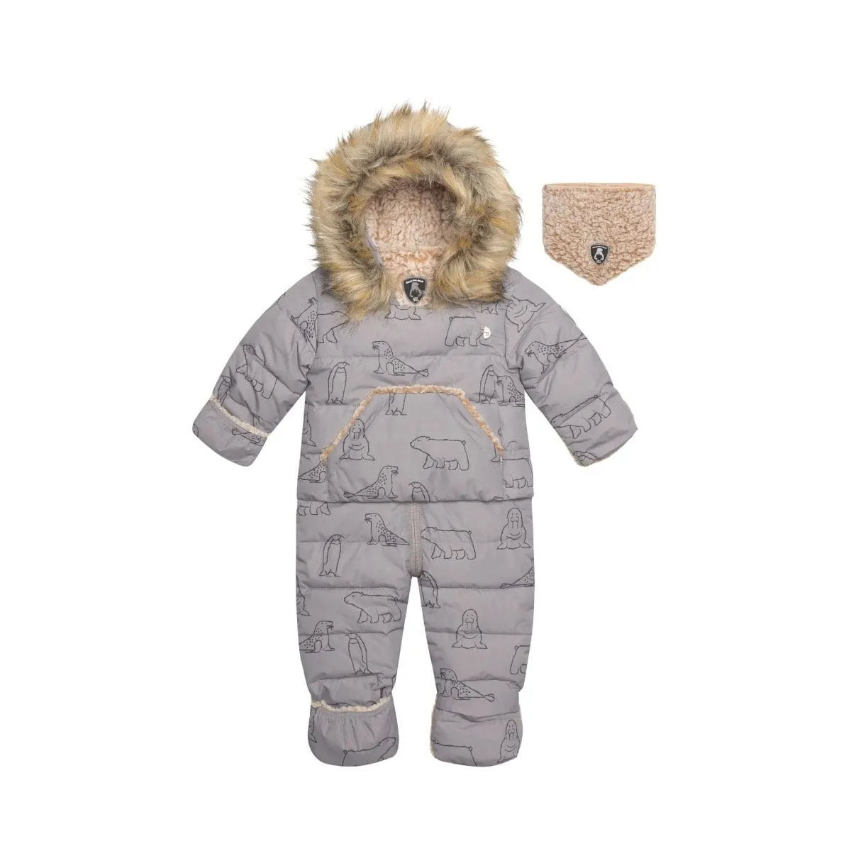 Deux Par Deux One-Piece Baby Snowsuit - Arctic Animals