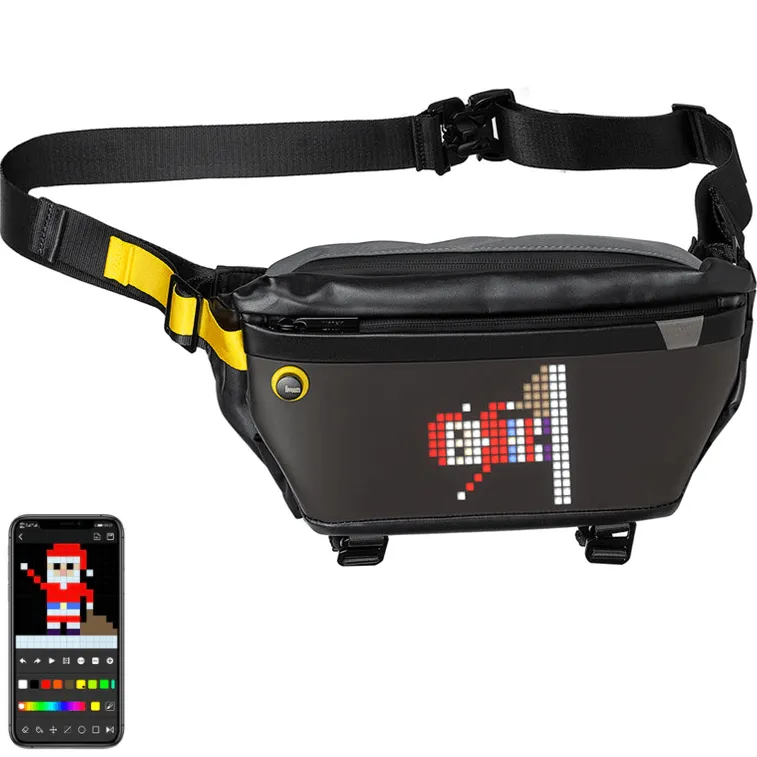 Divoom Pixoo Pixel Display Sling Shoulder Bum Crossbody Shoulder Bag Lights Display