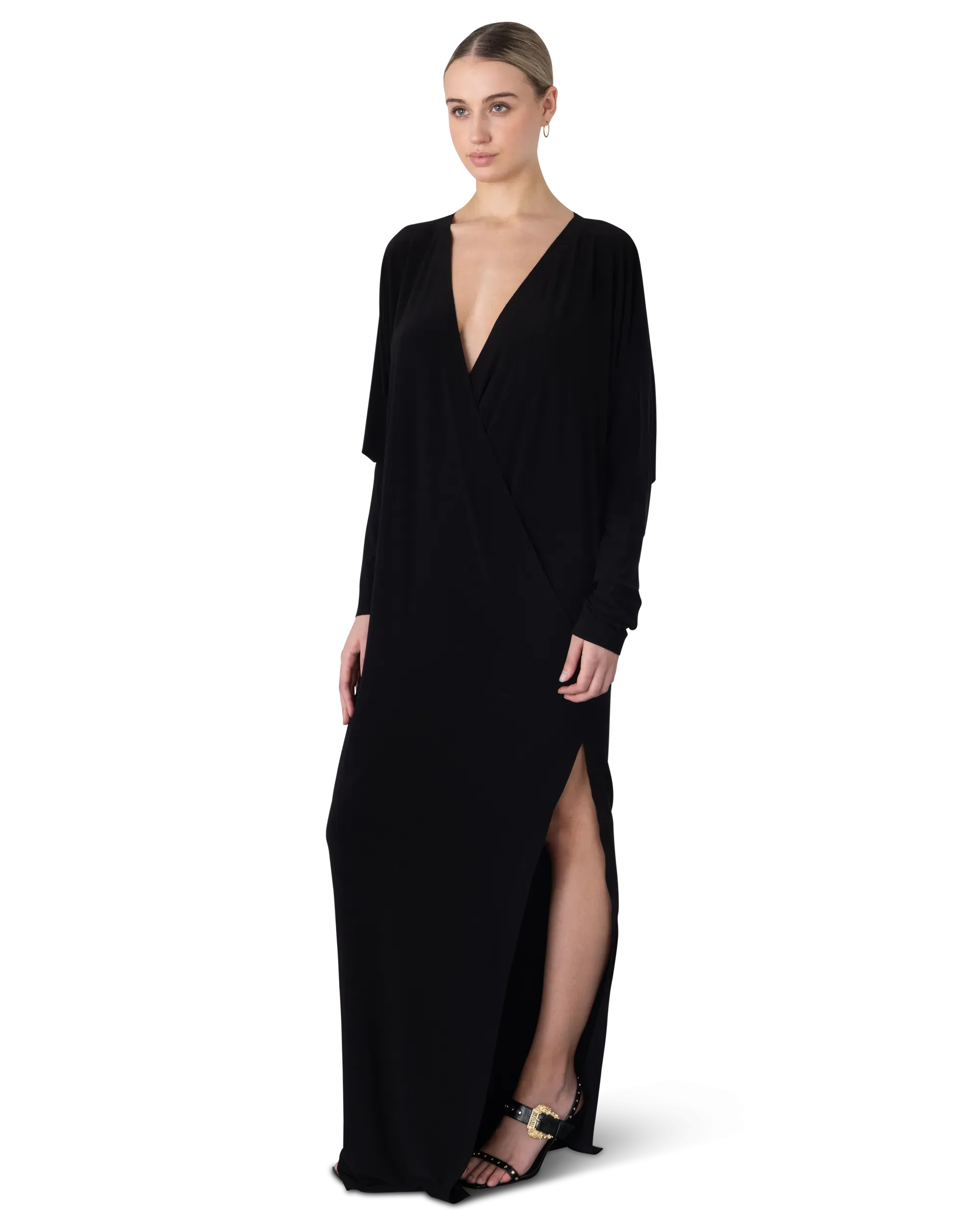 Dolman Wrap With Side Slit Gown