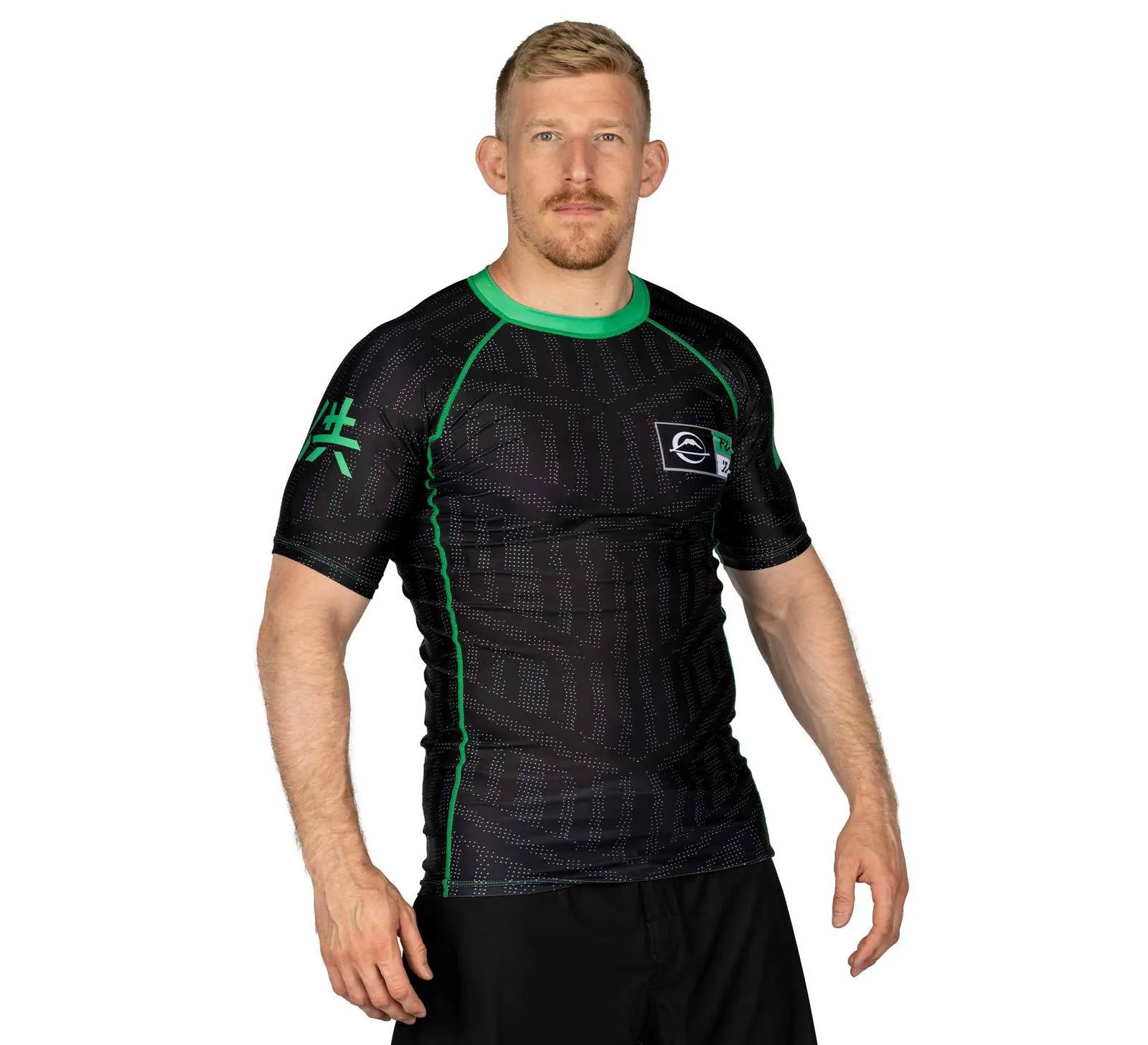 Fuji "Team Fuji" Short Sleeve Rash Guard - Black/Green