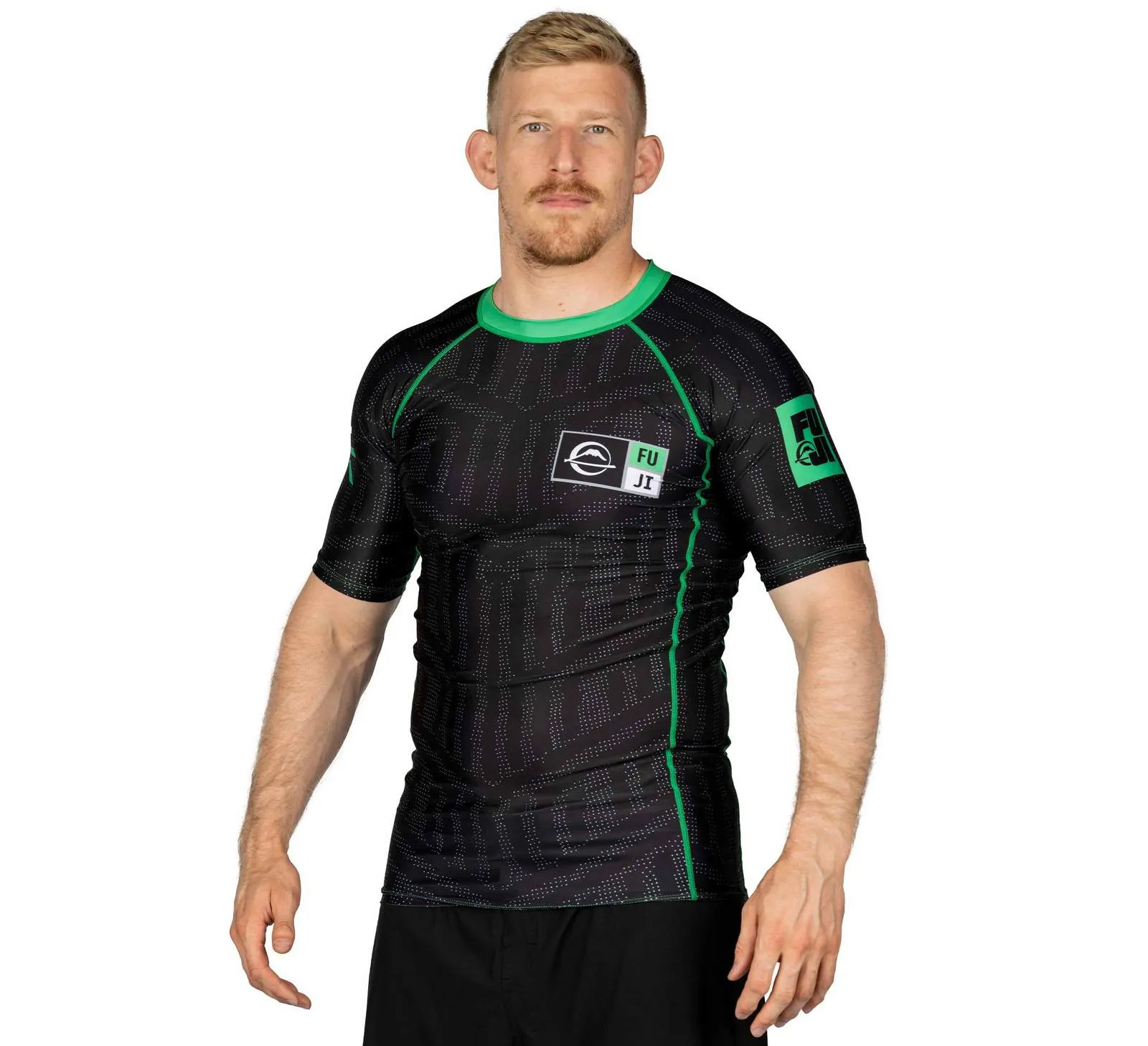 Fuji "Team Fuji" Short Sleeve Rash Guard - Black/Green