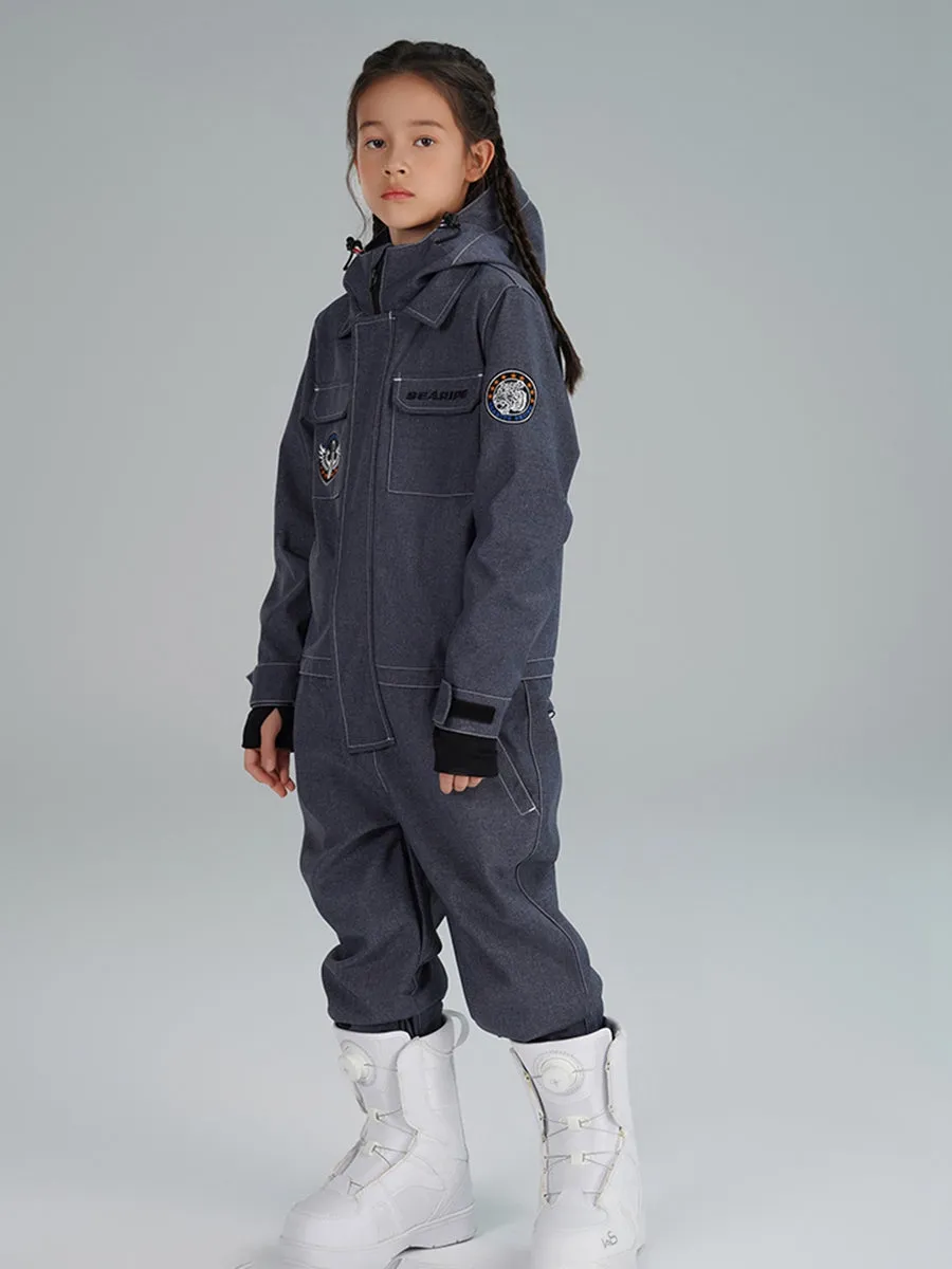 Girls Demin One Piece Snow Suit Kids Snowsuits