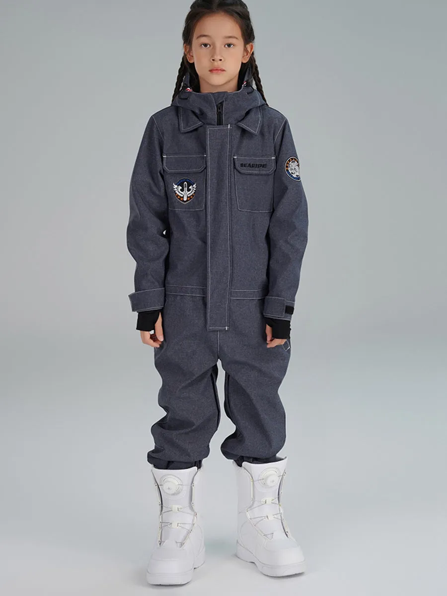 Girls Demin One Piece Snow Suit Kids Snowsuits