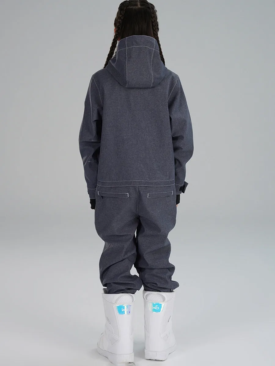 Girls Demin One Piece Snow Suit Kids Snowsuits