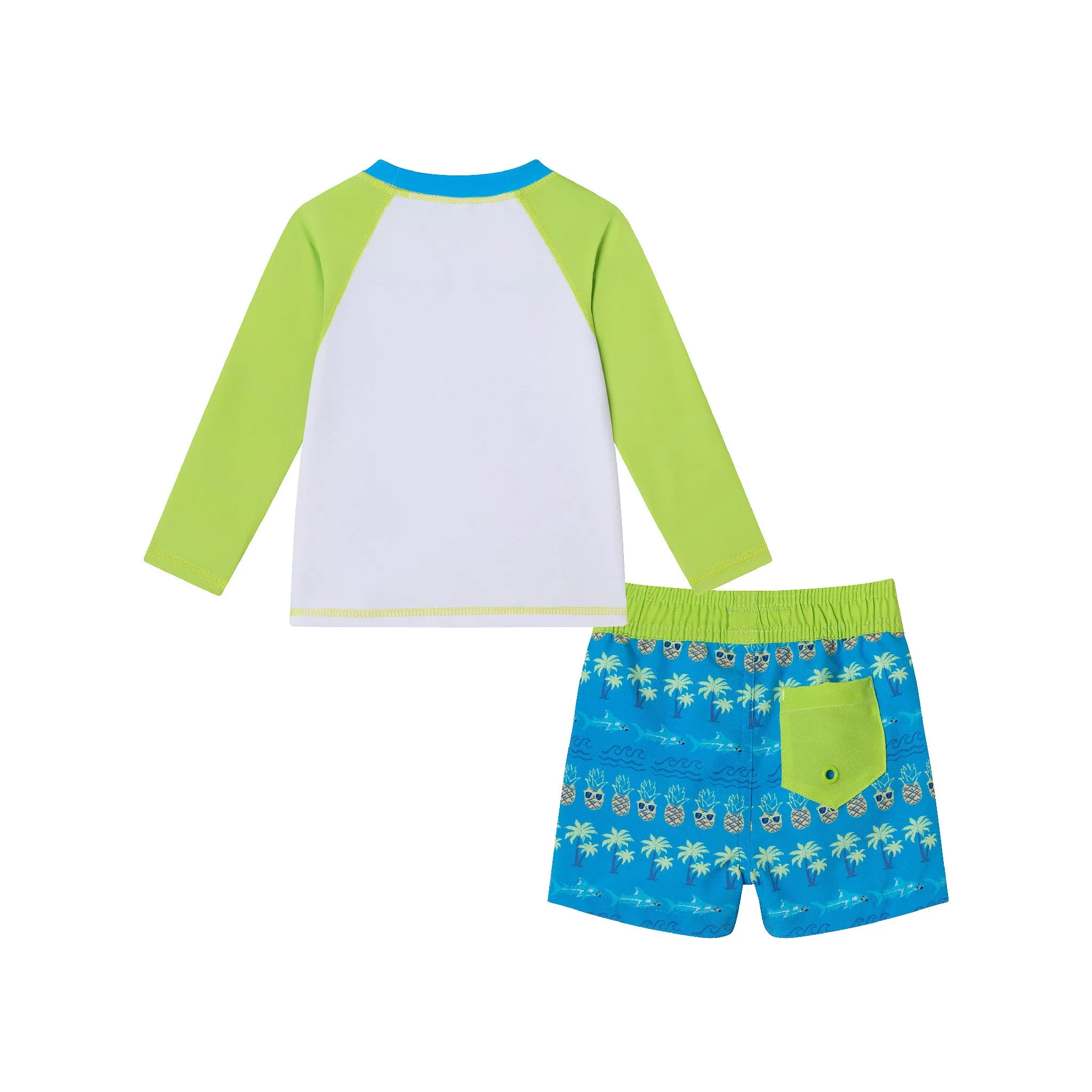 Infant (9-12M) Rashguard & Swim Trunk Set | Lime & Blue Breeze