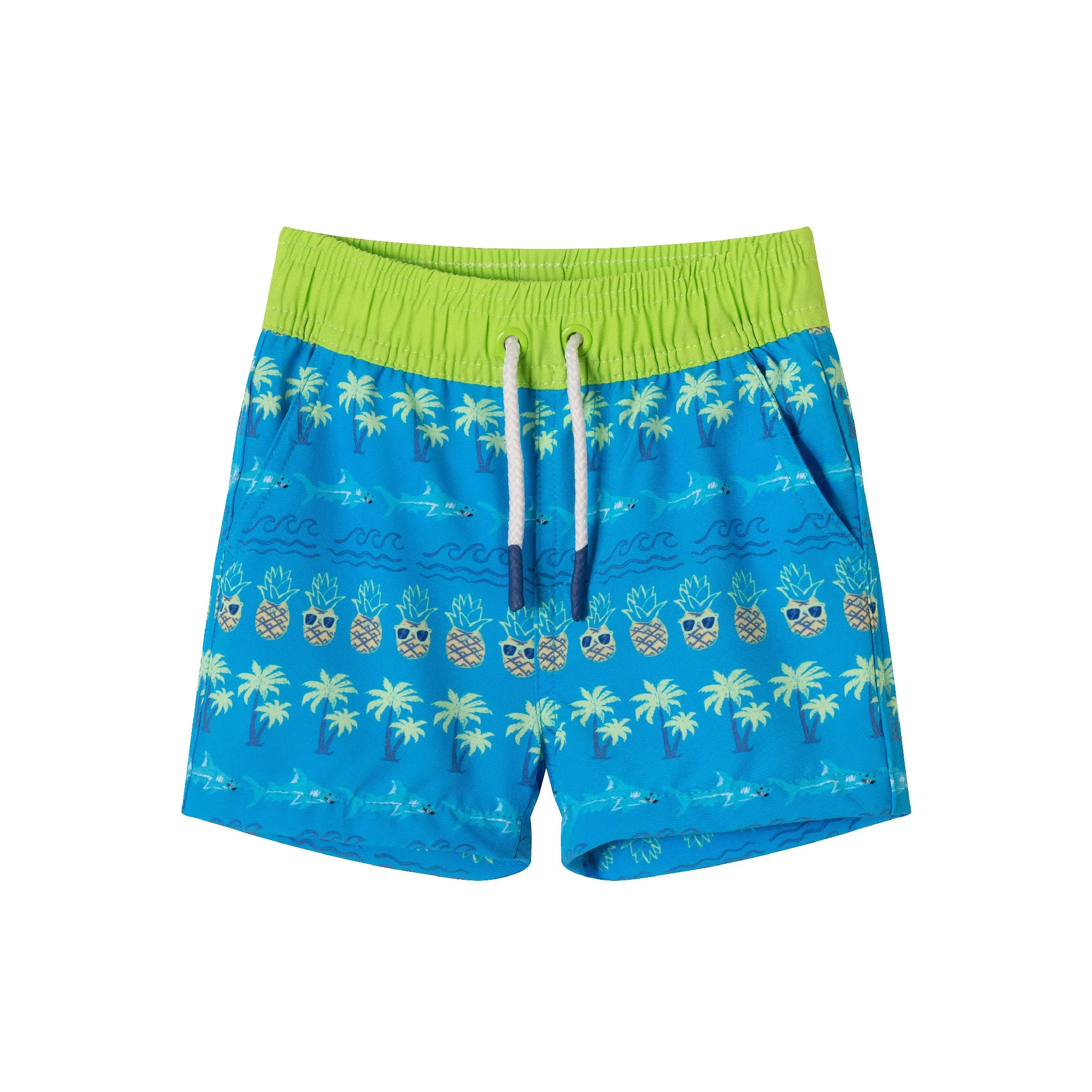 Infant (9-12M) Rashguard & Swim Trunk Set | Lime & Blue Breeze
