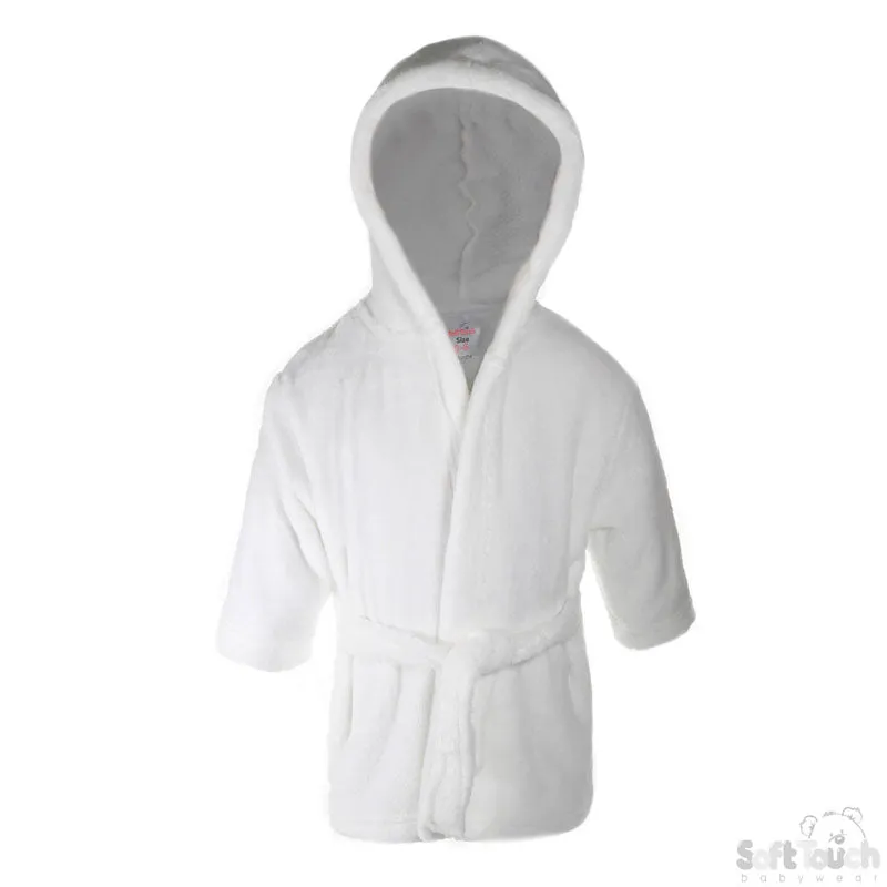 INFANTS WHITE FLEECE ROBE (0-24m) (PK4) FBR22-W