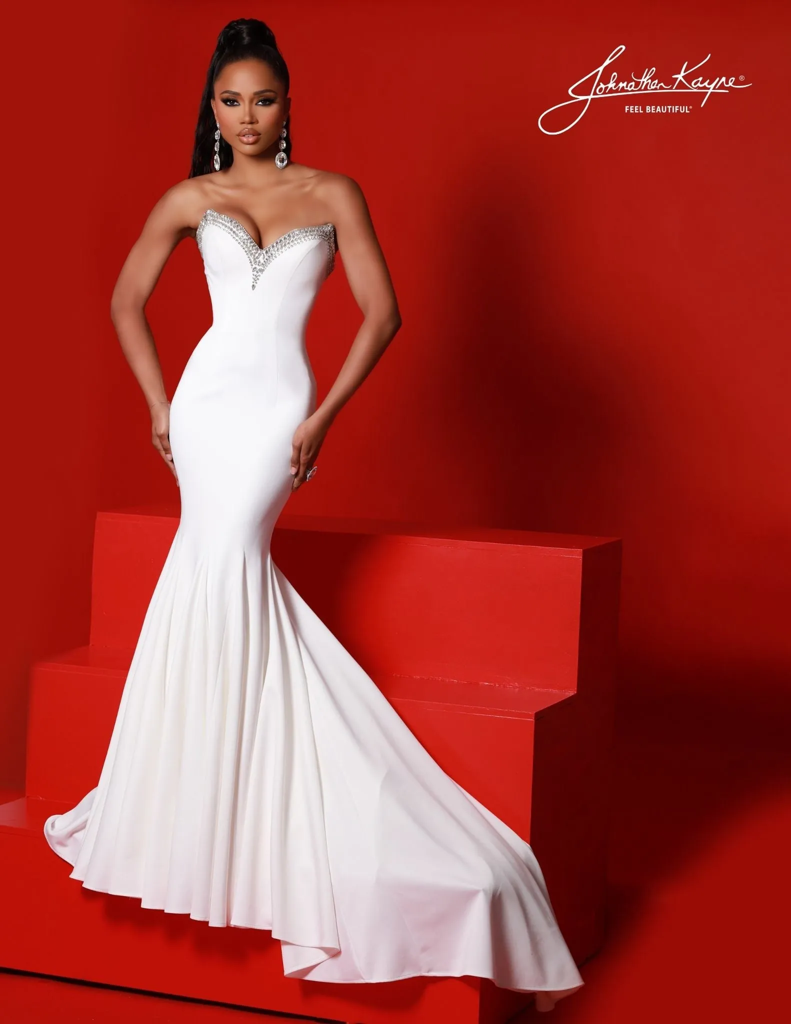 Johnathan Kayne 2746 strapless prom dress v neck sequin corset back long pageant gown