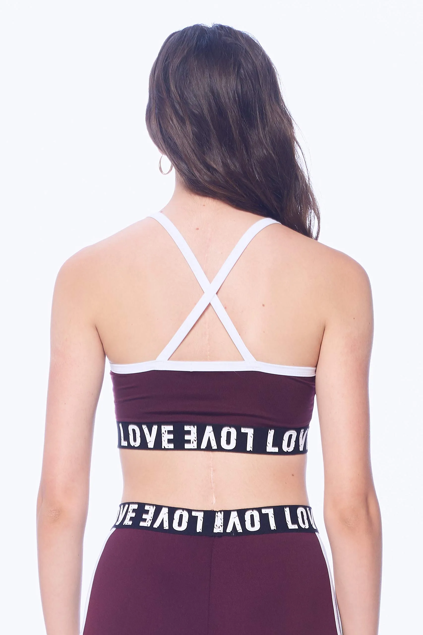 Khanomak Women's Padded Strappy Active Sport Bra Cross Back Crop Top