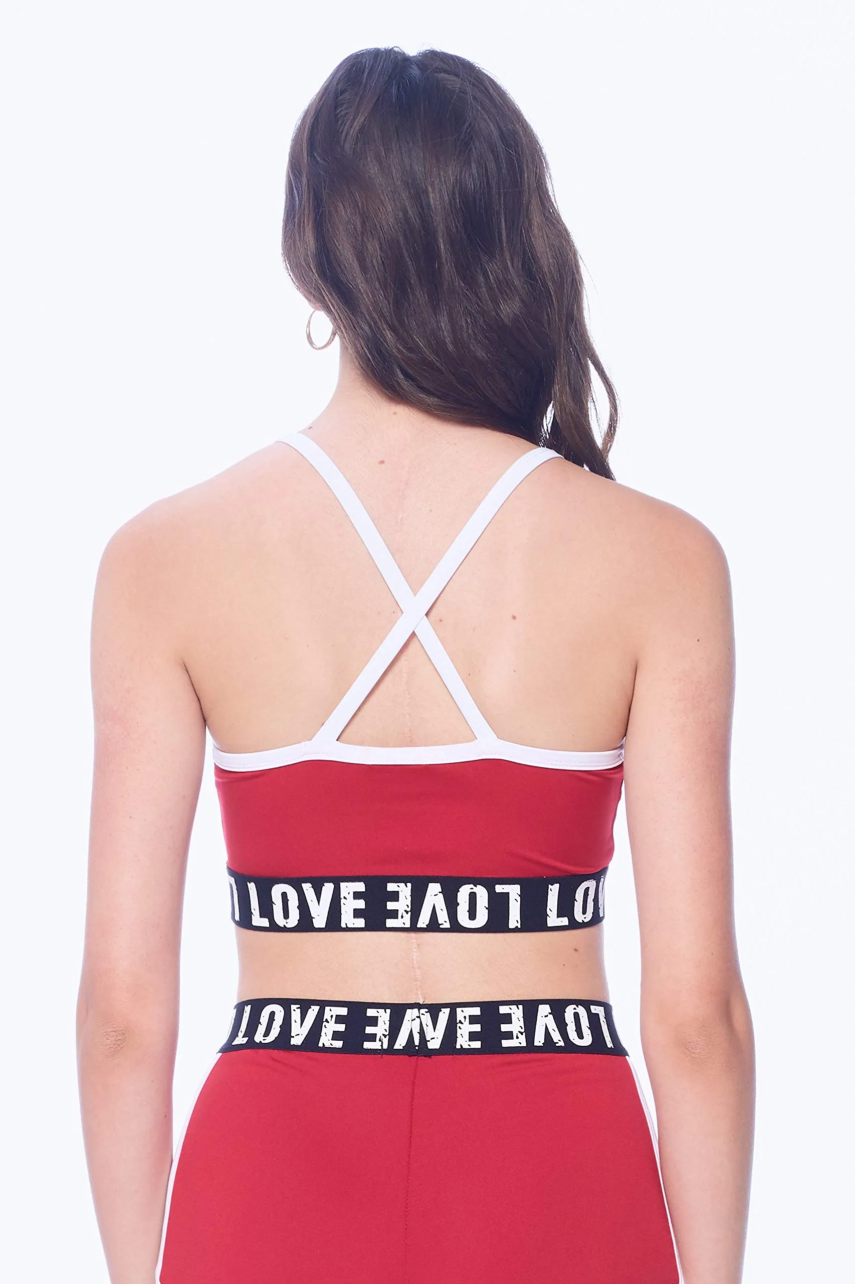 Khanomak Women's Padded Strappy Active Sport Bra Cross Back Crop Top