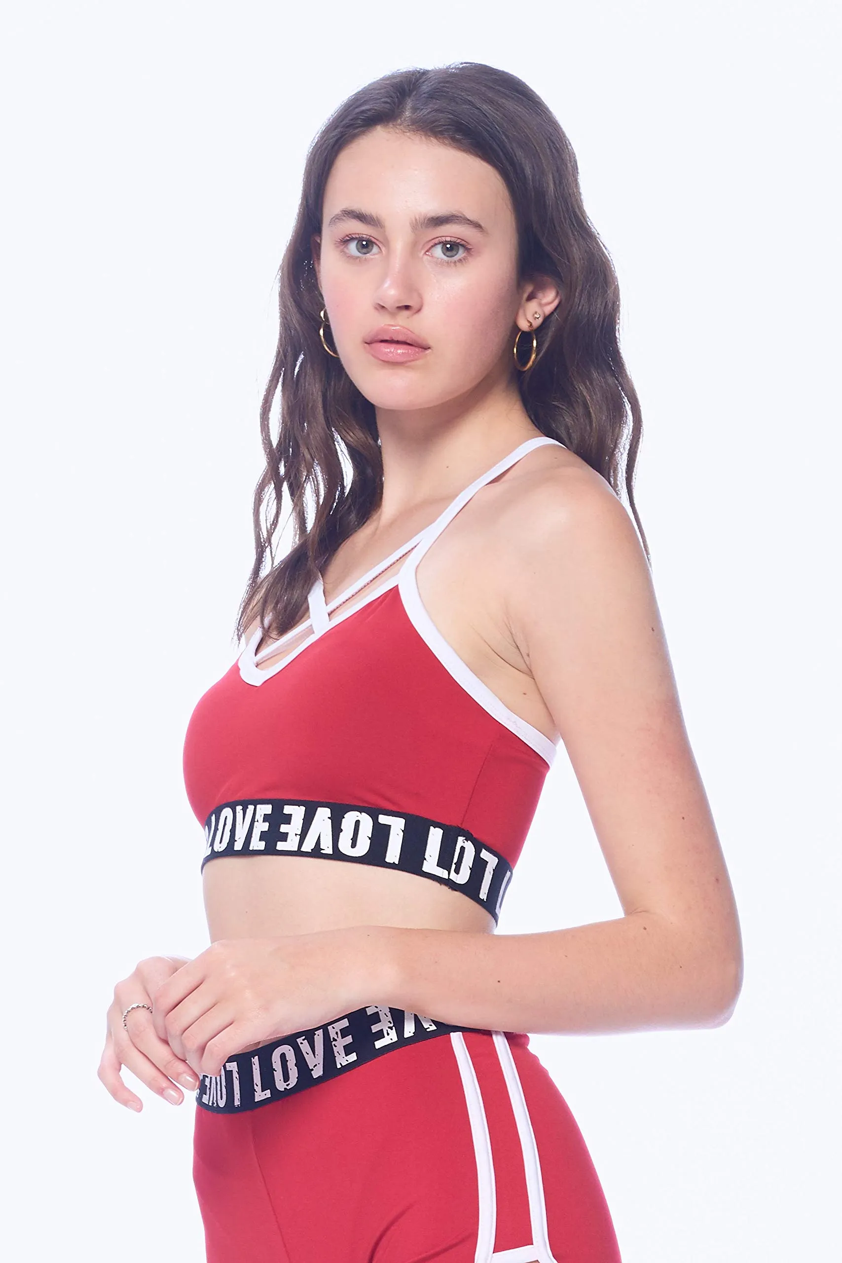 Khanomak Women's Padded Strappy Active Sport Bra Cross Back Crop Top