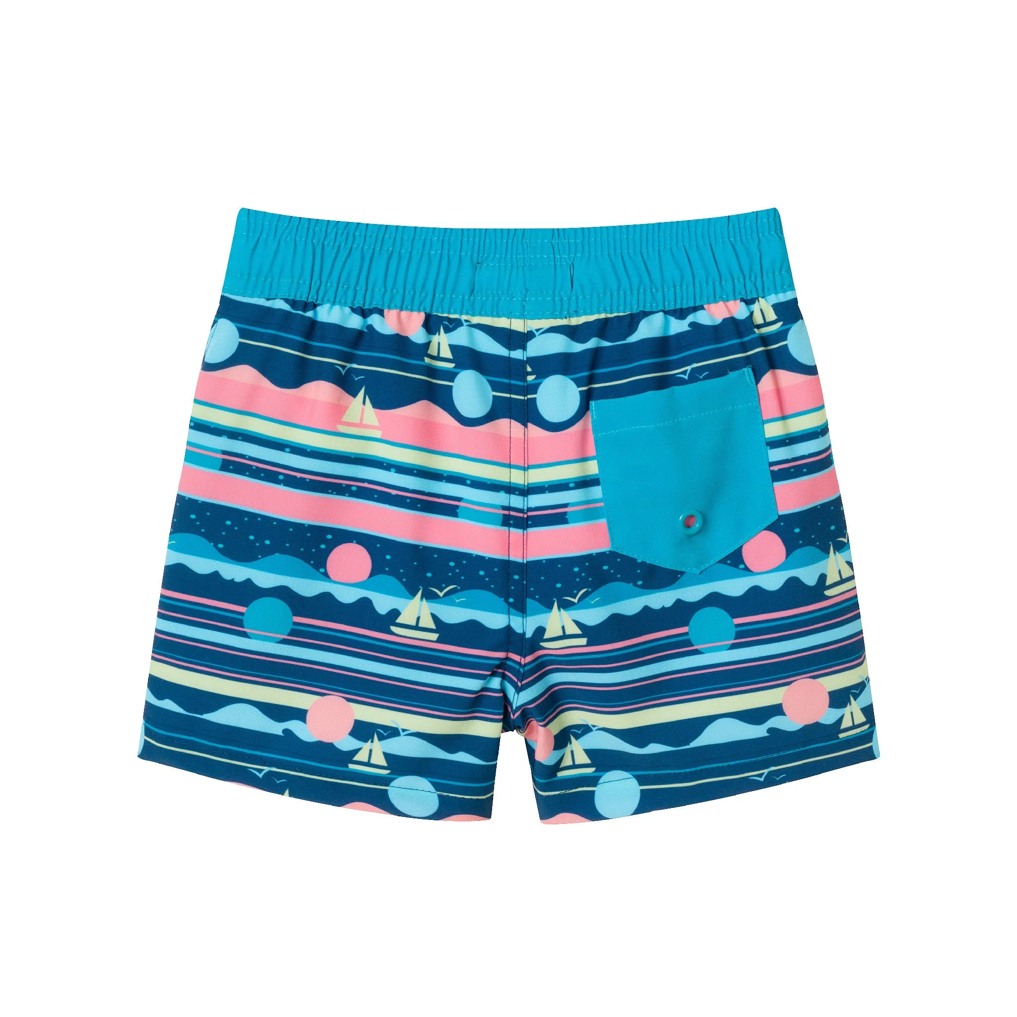 Kids (2-7) Rashguard & Swim Trunk Set | Sailboat Horizon