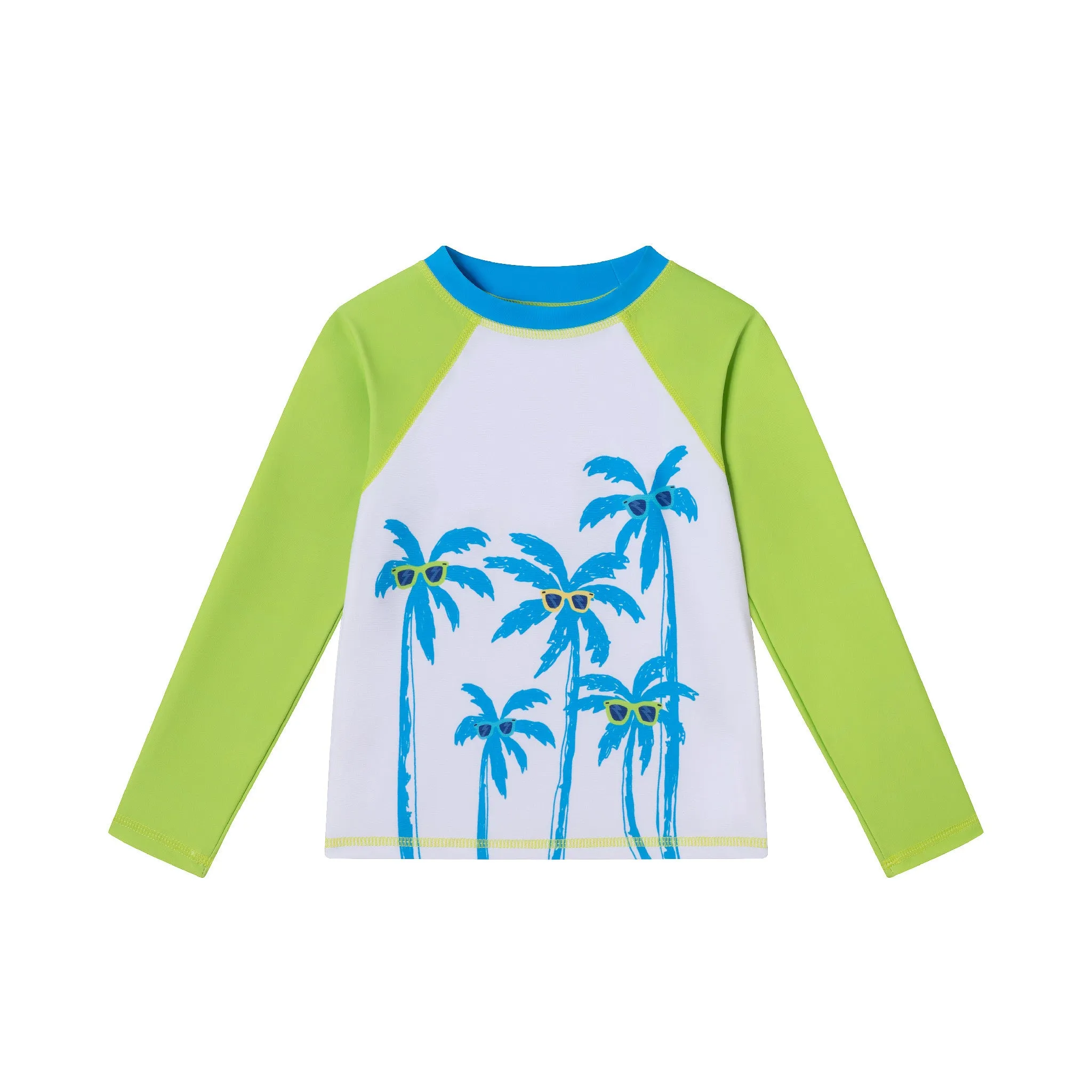 Kids (5-8) Rashguard & Swim Trunk Set | Lime & Blue Breeze