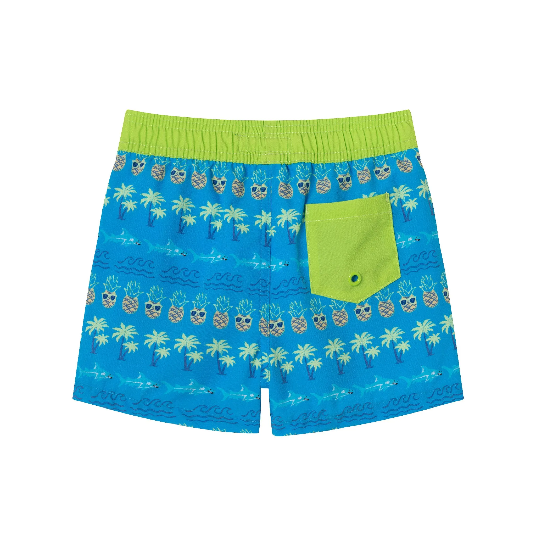 Kids (5-8) Rashguard & Swim Trunk Set | Lime & Blue Breeze