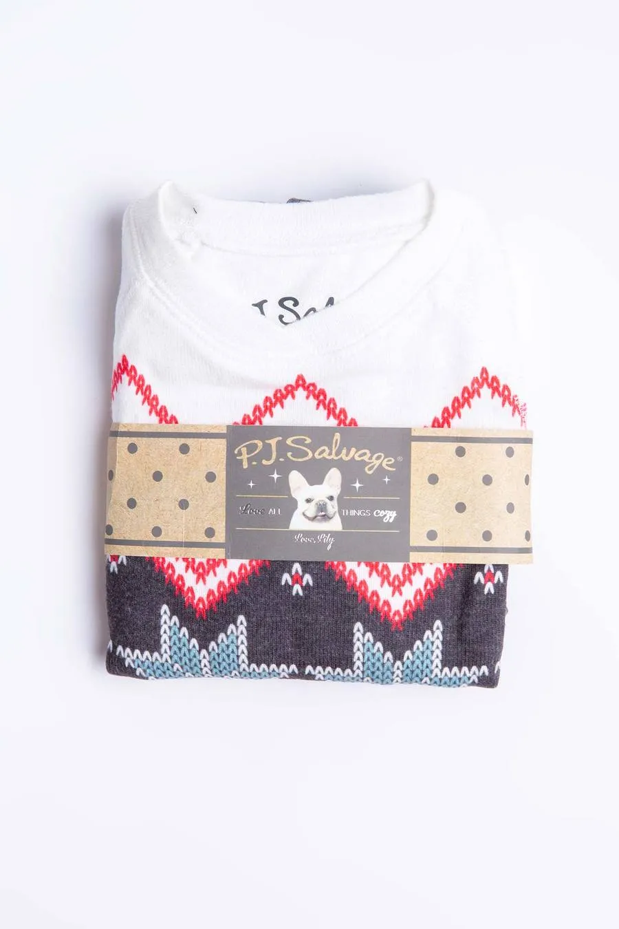 KIDS FESTIVE FAIR ISLE PJ SET