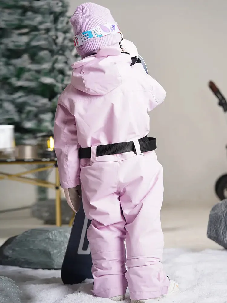 Kids Purple One-piece Snowsuits Windproof Ski Outfits