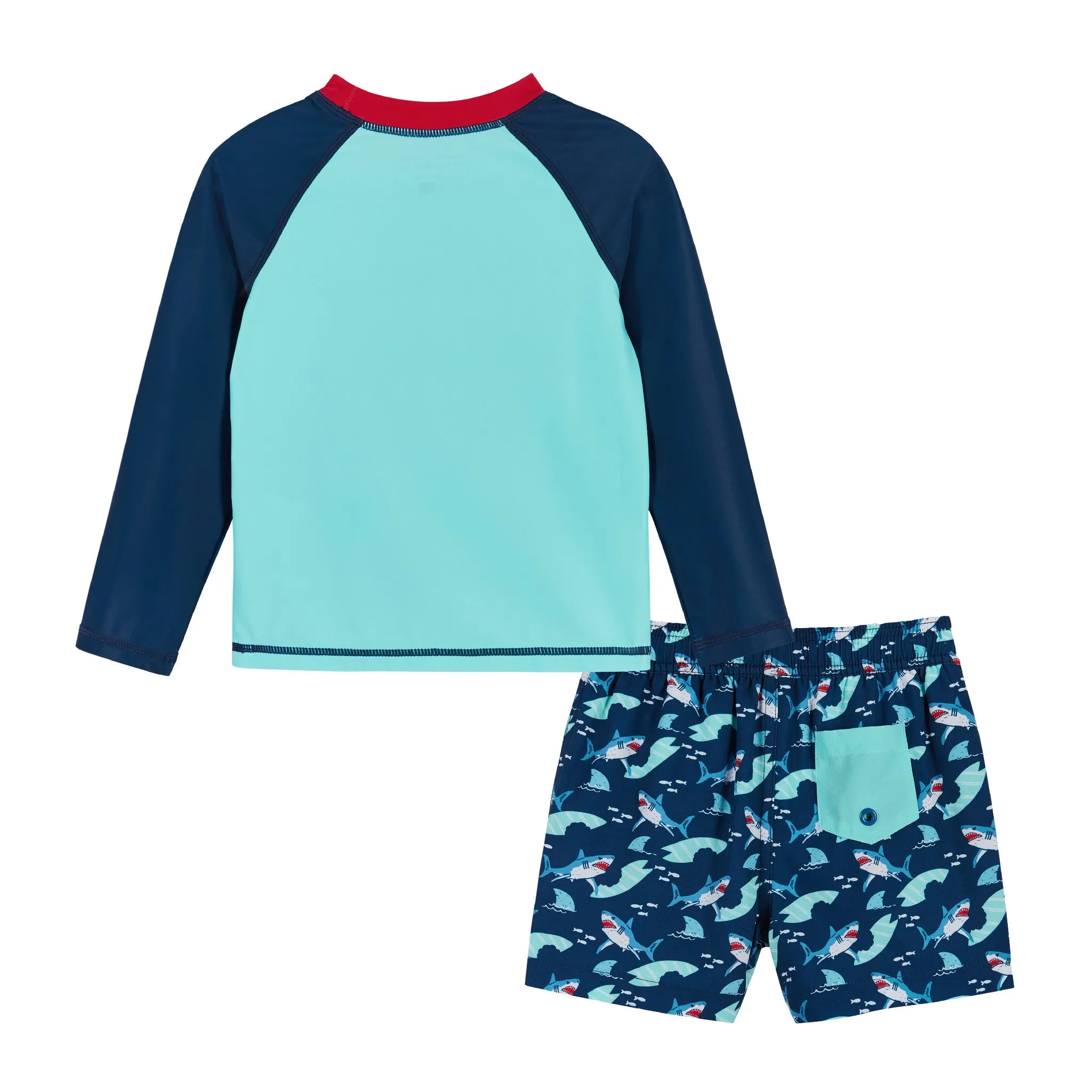 Kids Raglan Rashguard and Boardshort Set | Shark Graphic