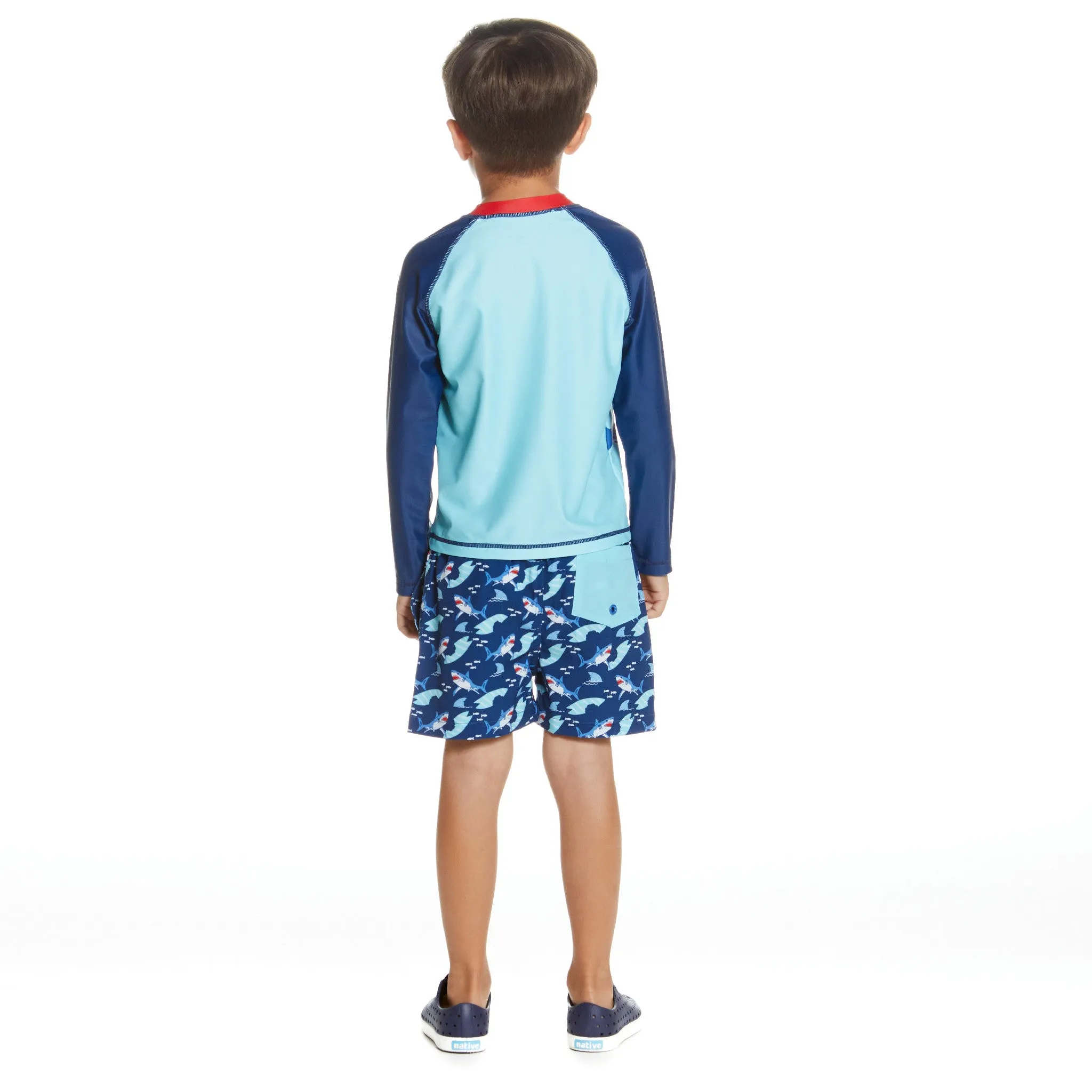 Kids Raglan Rashguard and Boardshort Set | Shark Graphic