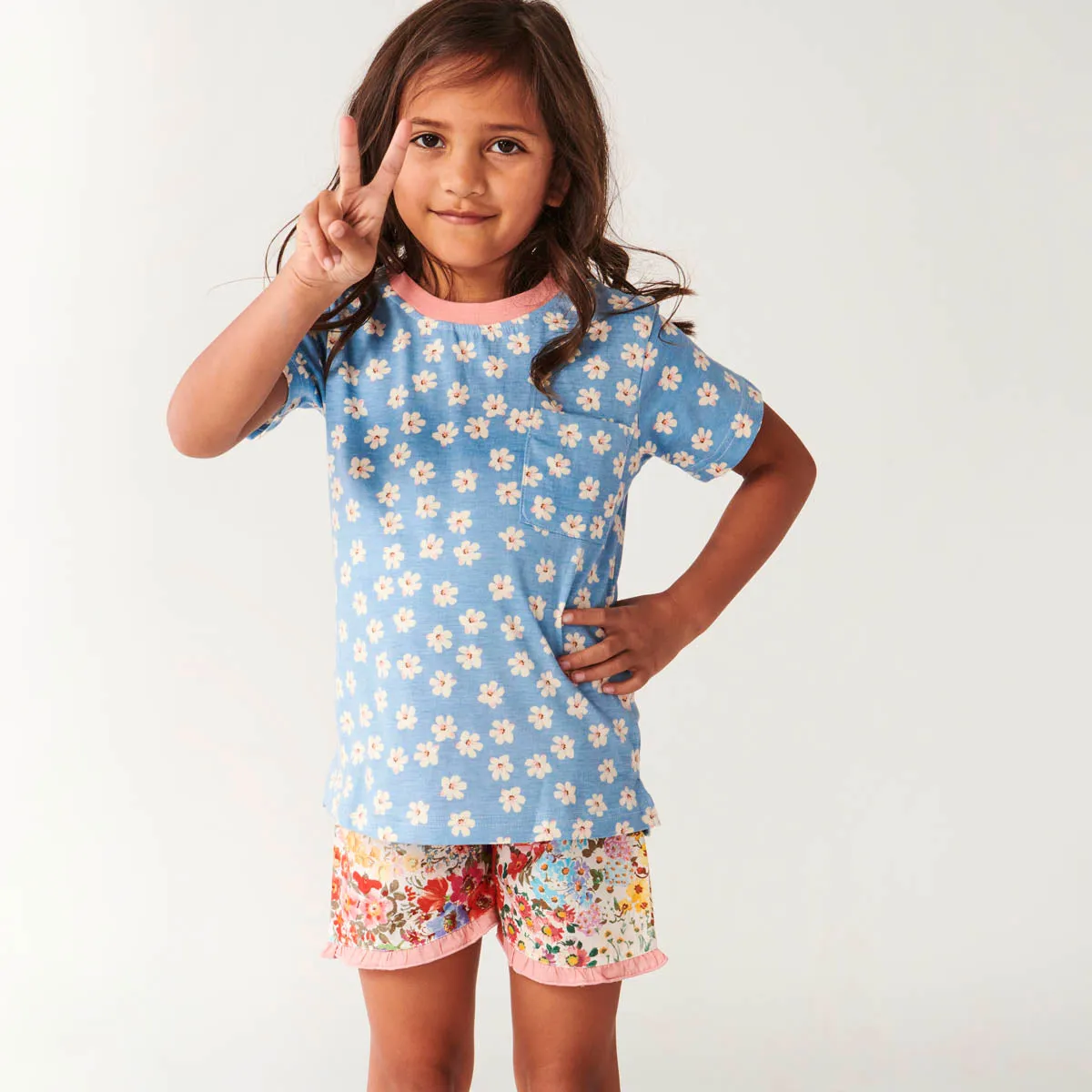 Kip & Co Forever Floral SS Tee & Frill Shorts PJ Set