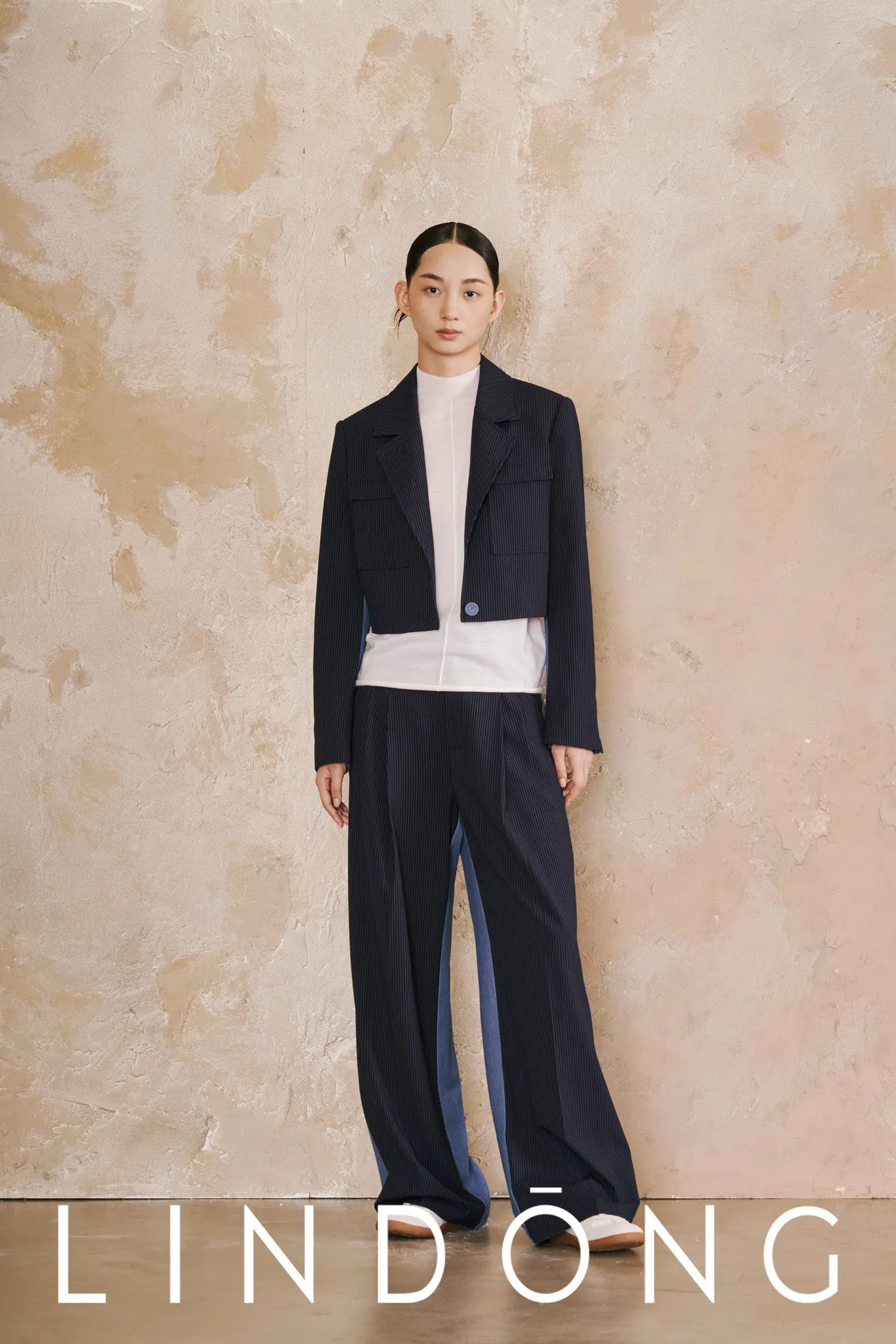 LINDONG | Oceane Blue Striped Contrast Pants