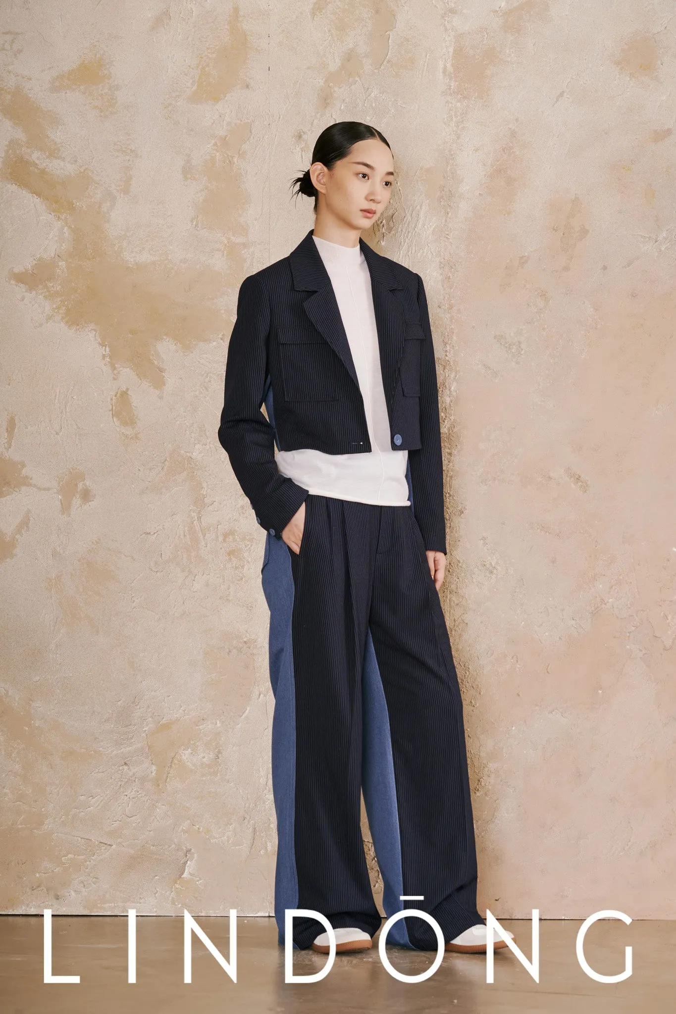 LINDONG | Oceane Blue Striped Contrast Pants