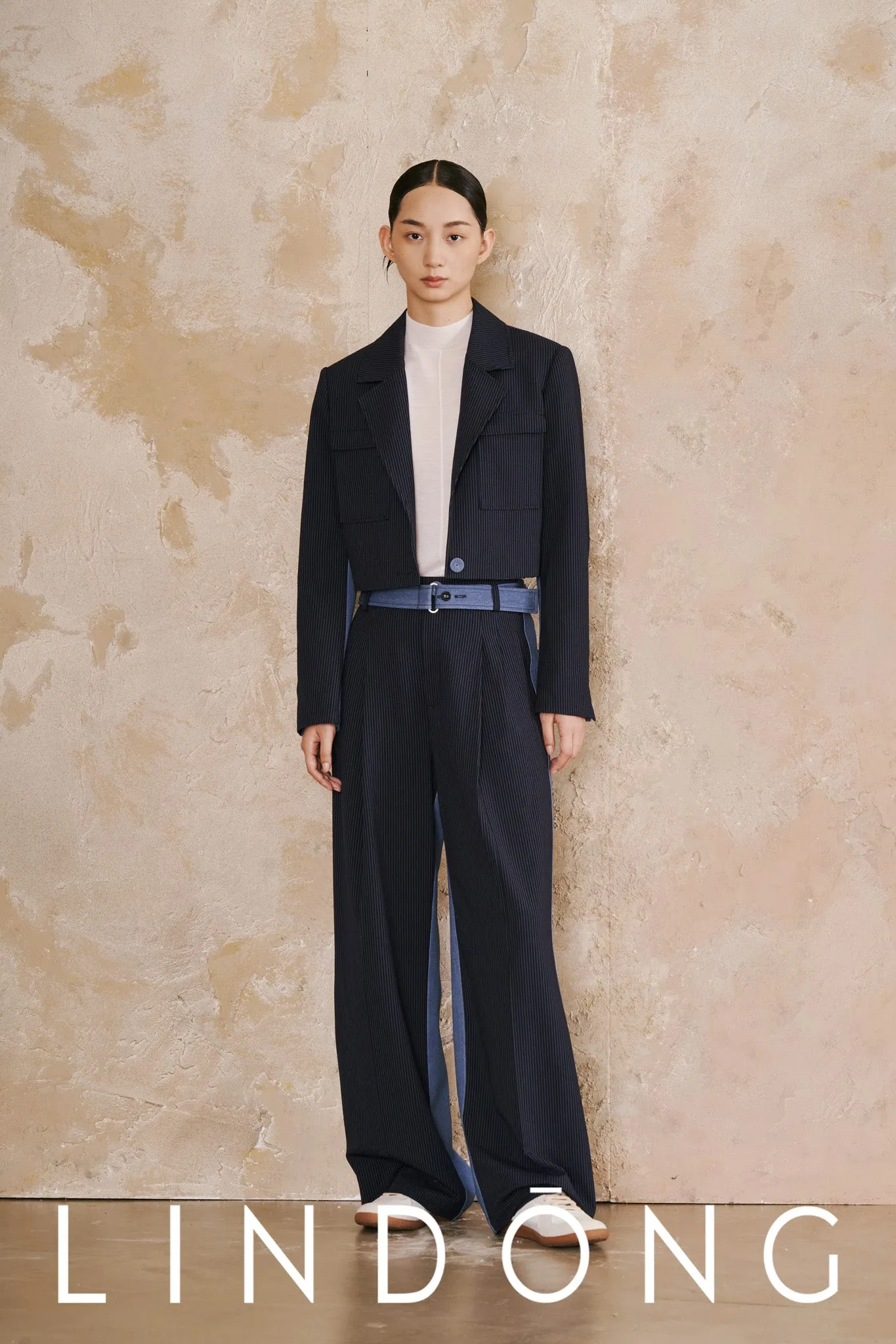LINDONG | Oceane Blue Striped Contrast Pants