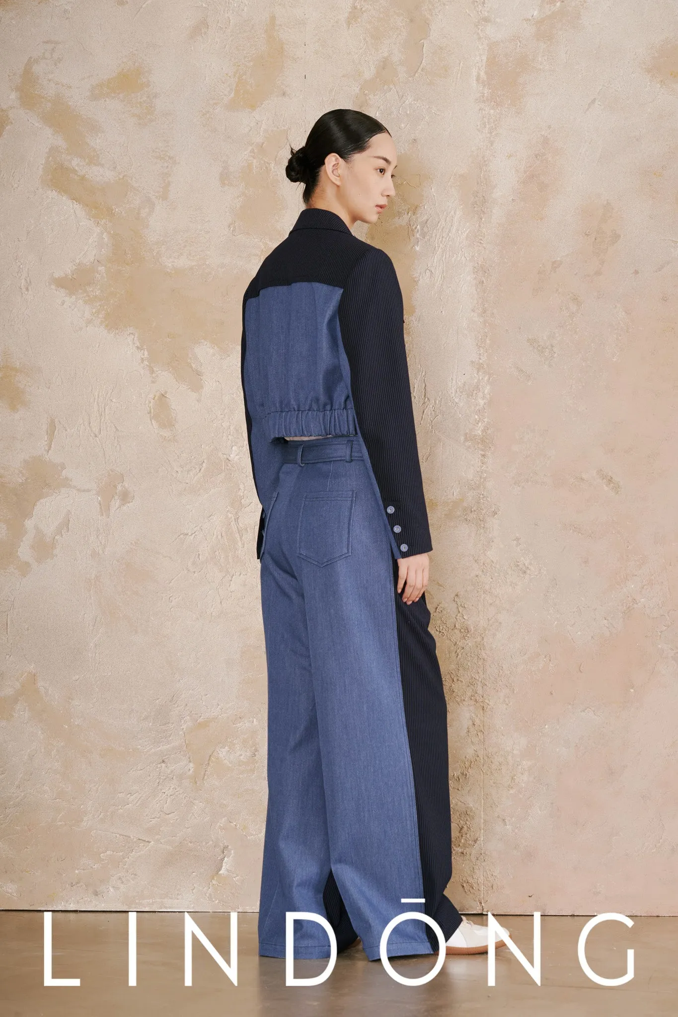 LINDONG | Oceane Blue Striped Contrast Pants