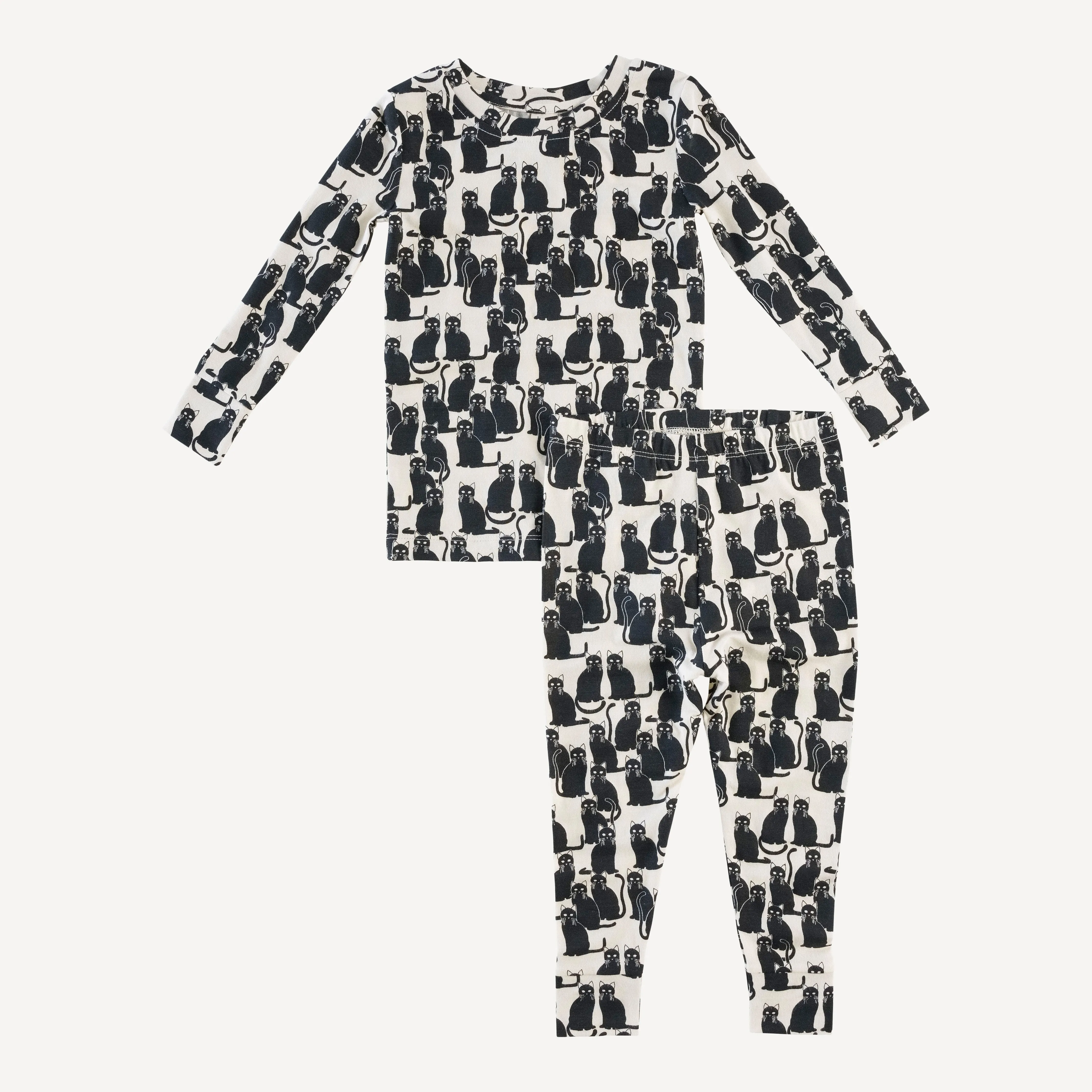 long sleeve crew neck pj set | black cat | lenzing modal