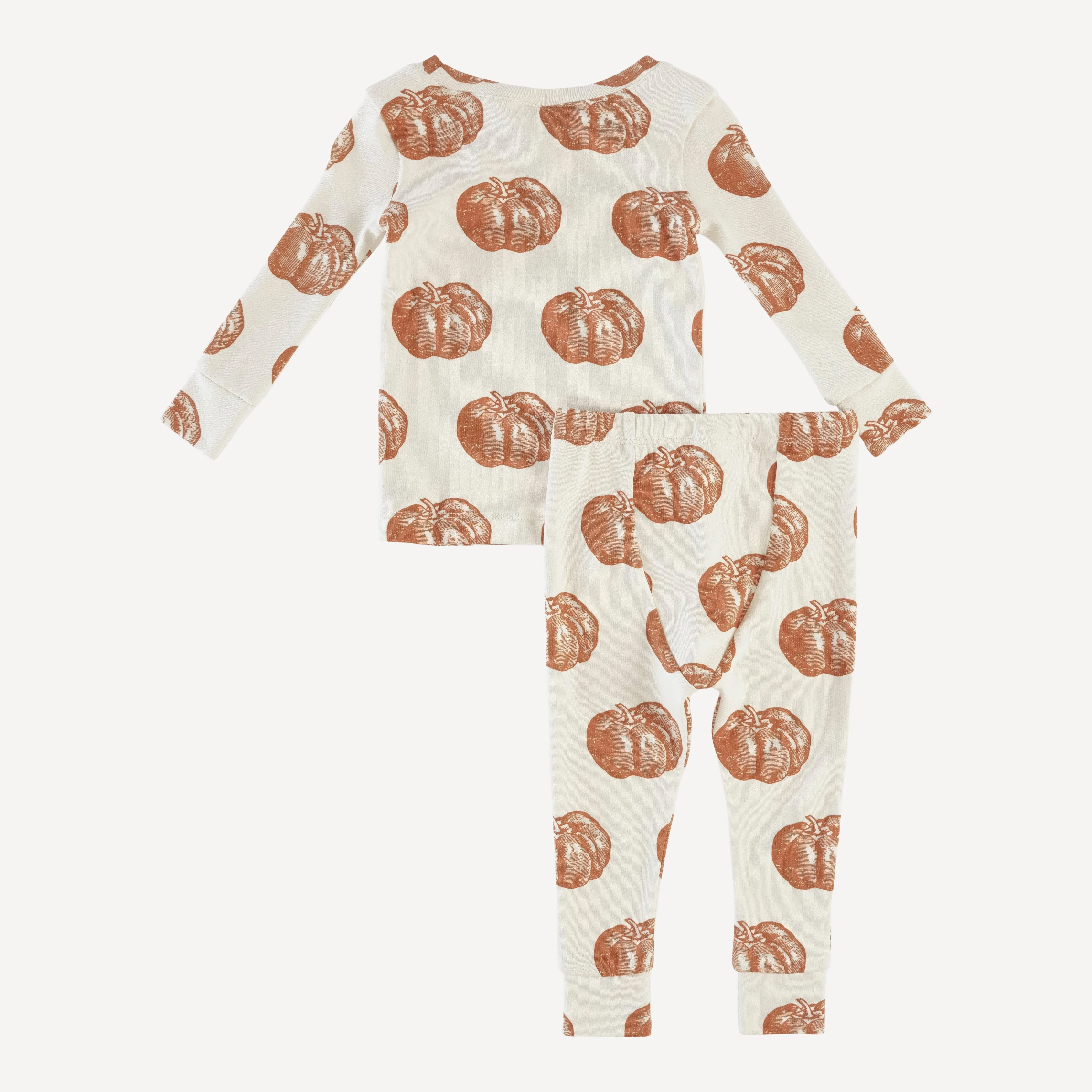 long sleeve crew neck pj set | harvest pumpkin | organic cotton interlock