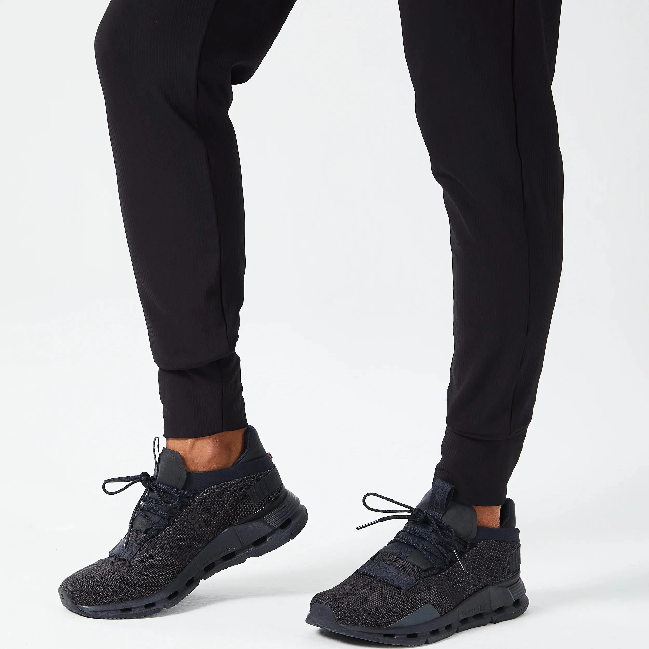 Luxe Ribbed Joggers - Black