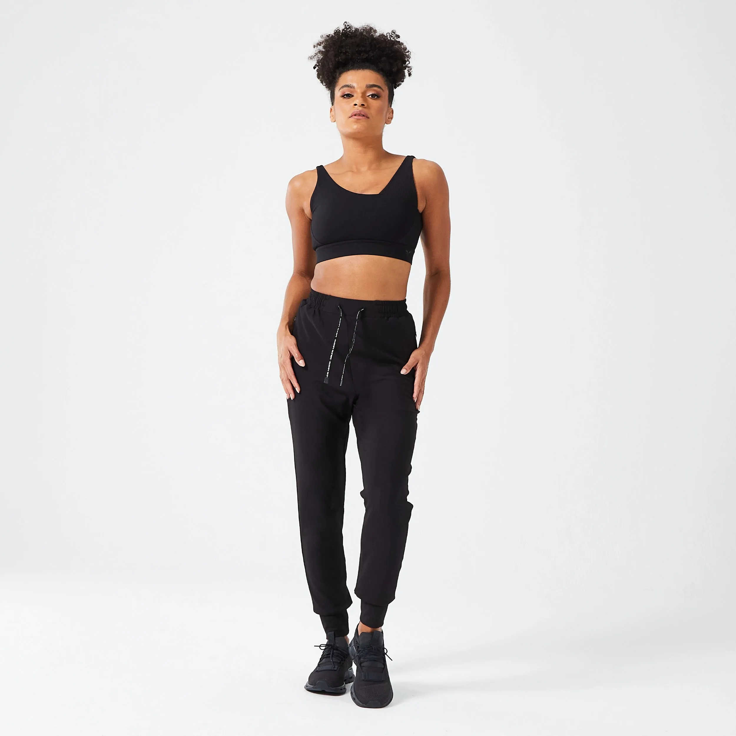 Luxe Ribbed Joggers - Black