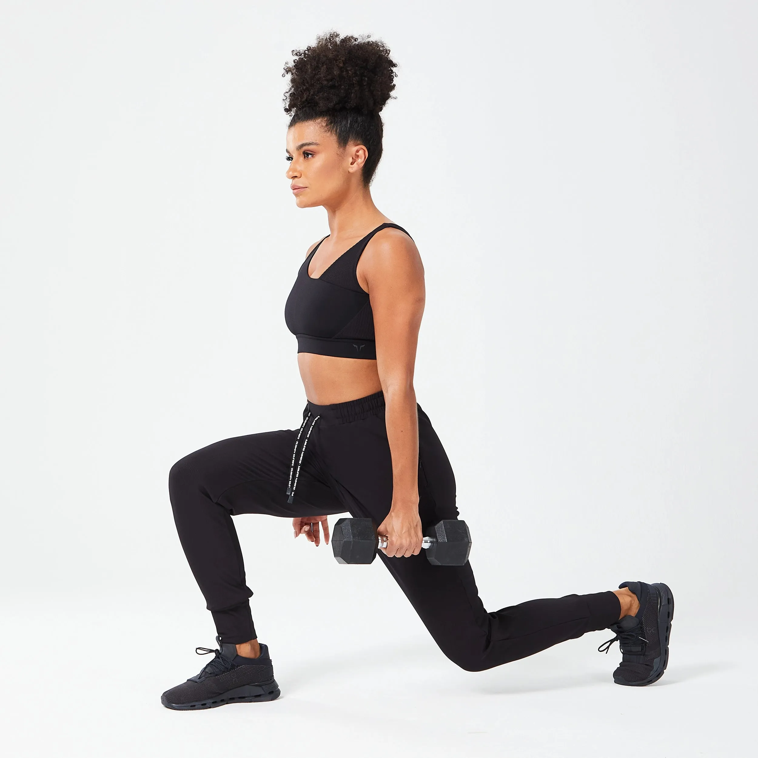 Luxe Ribbed Joggers - Black