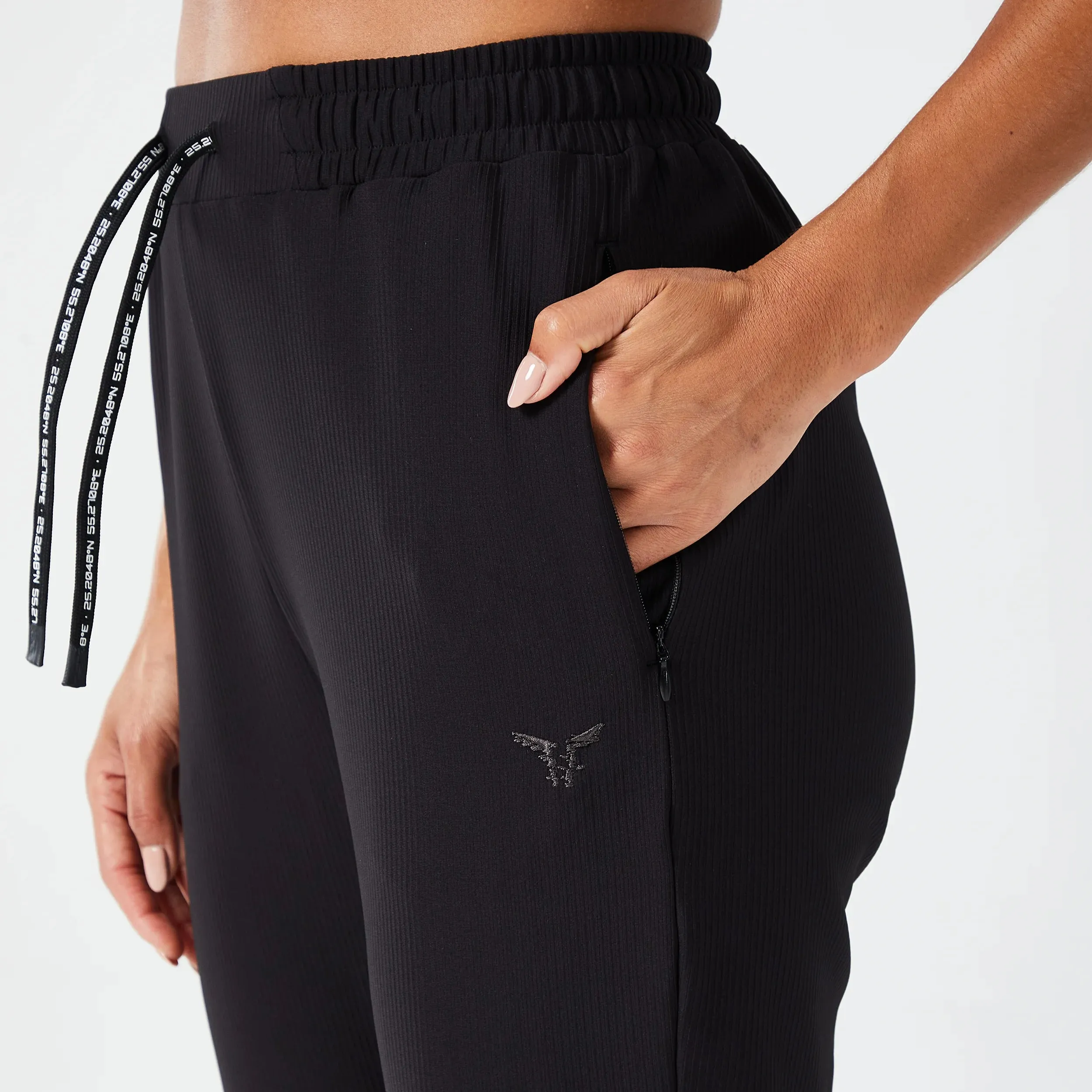 Luxe Ribbed Joggers - Black