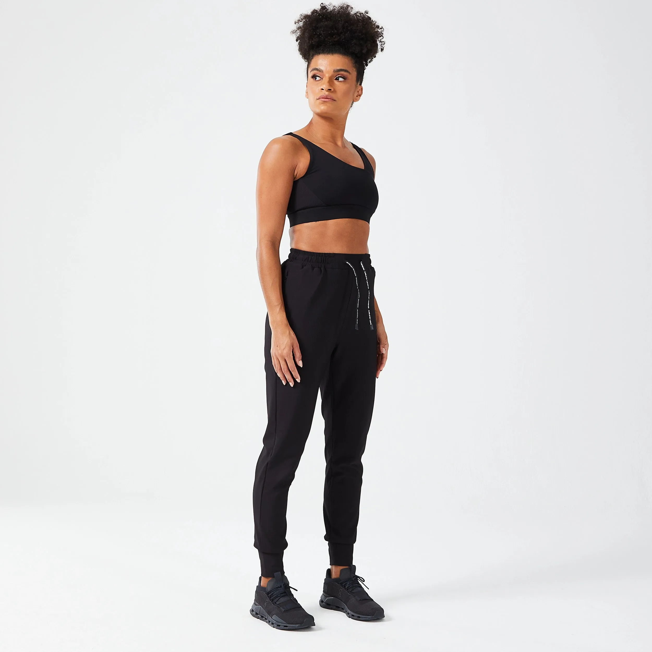 Luxe Ribbed Joggers - Black