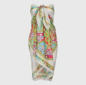 Mandala Embroidered Cotton Sarong Bikini Cover Up