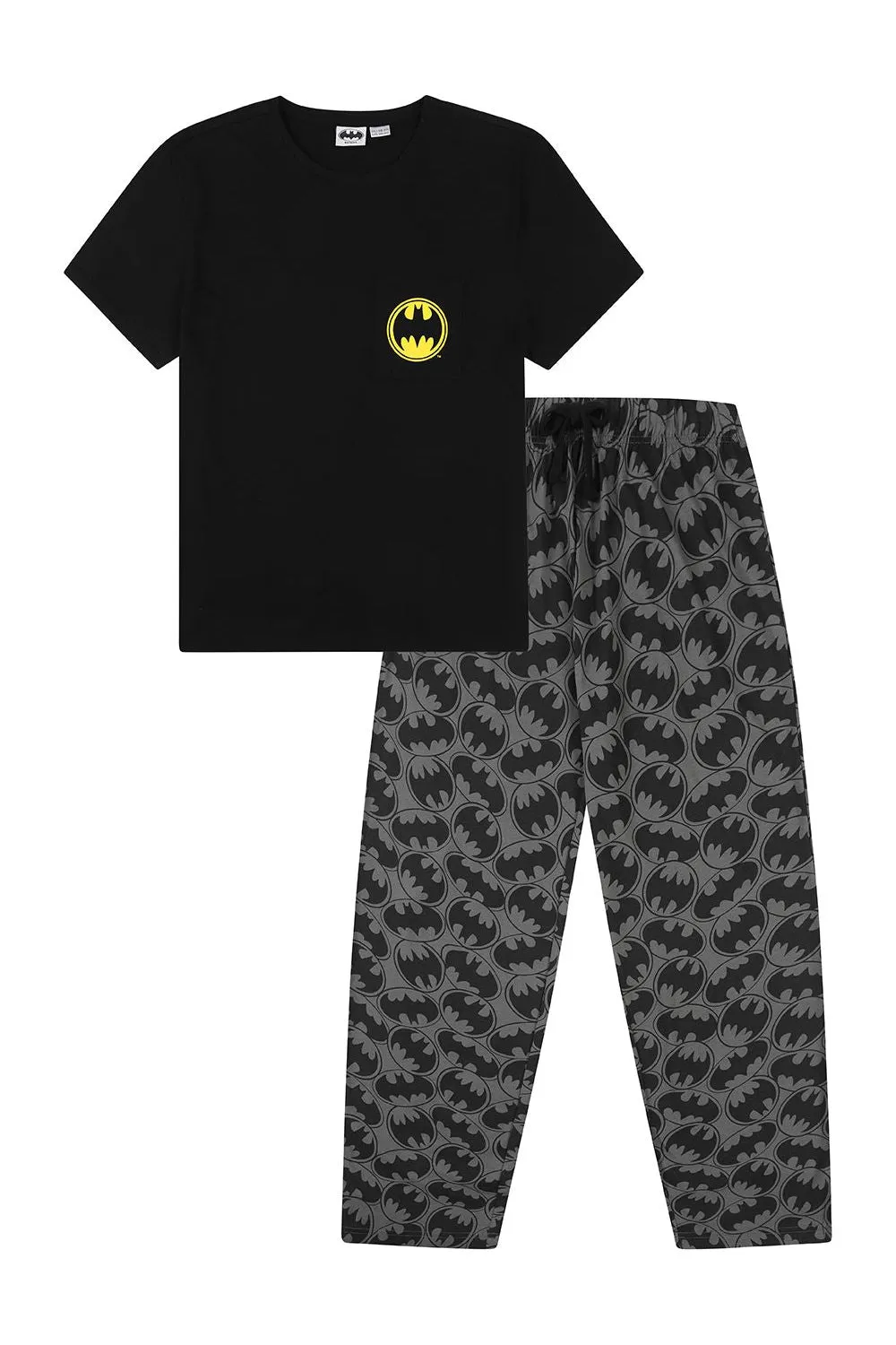 Men's Official Batman pocket Long Pyjamas Sizes S to 2XL Mens Pjs