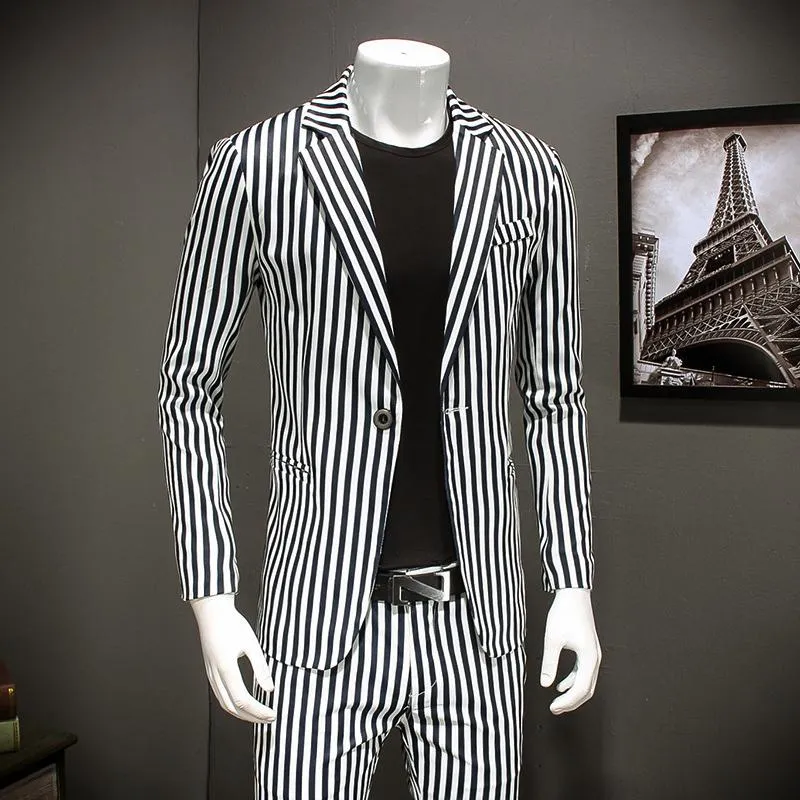 Men's Slim Fit Striped Blazer | Plus Size
