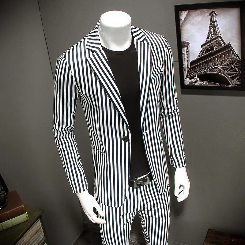 Men's Slim Fit Striped Blazer | Plus Size