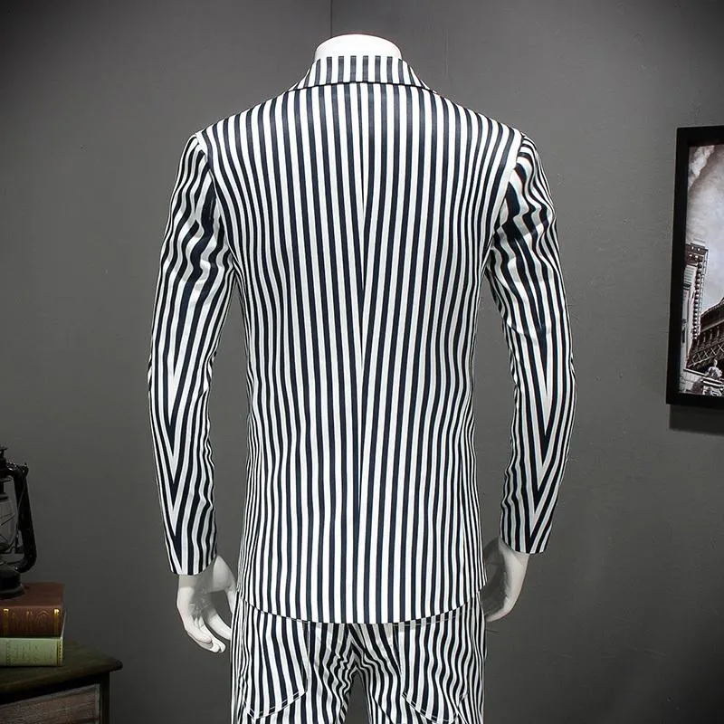 Men's Slim Fit Striped Blazer | Plus Size
